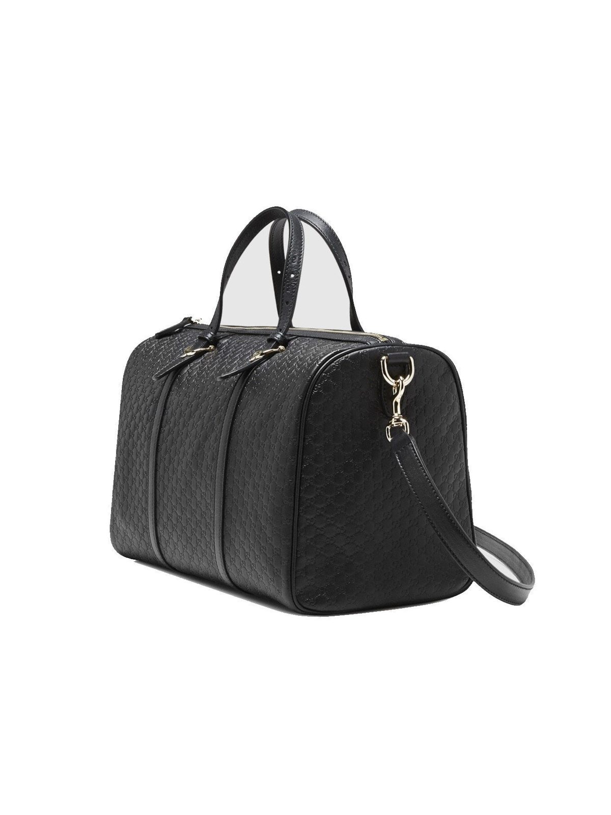 Gucci Microguccissima GG Boston Bag Black Embossed Leather Gold Hardware
