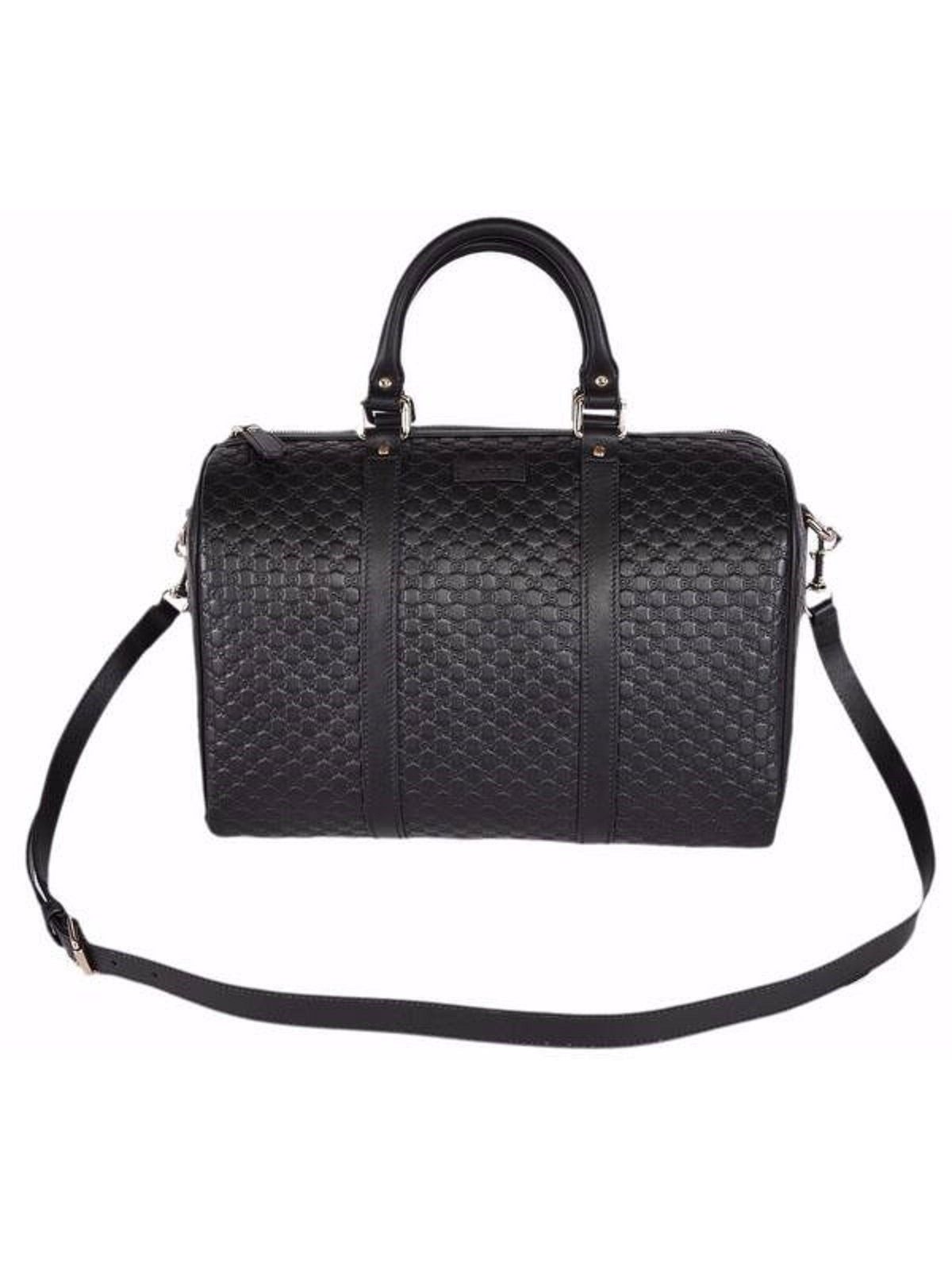 Gucci Microguccissima GG Boston Bag Black Embossed Leather Gold Hardware