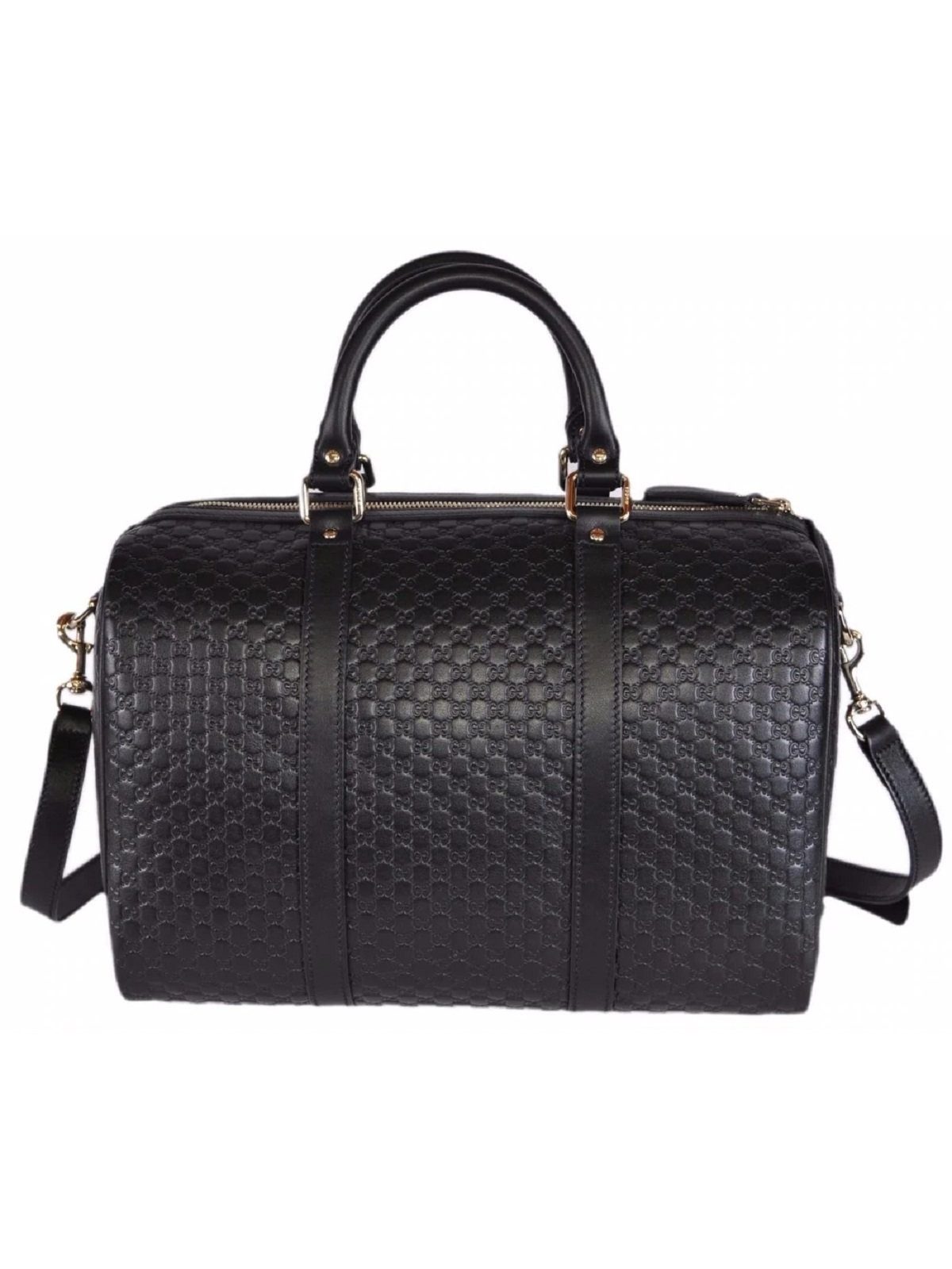 Gucci Microguccissima GG Boston Bag Black Embossed Leather Gold Hardware