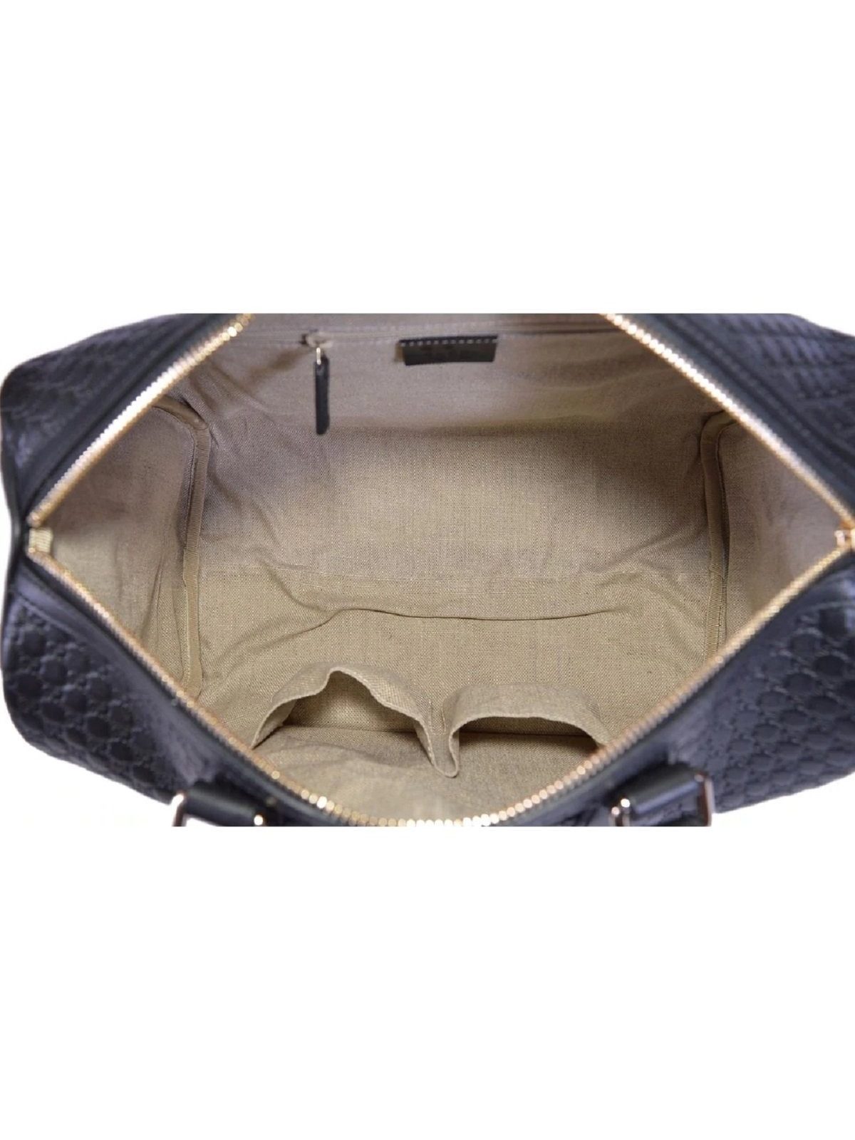 Gucci Microguccissima GG Boston Bag Black Embossed Leather Gold Hardware