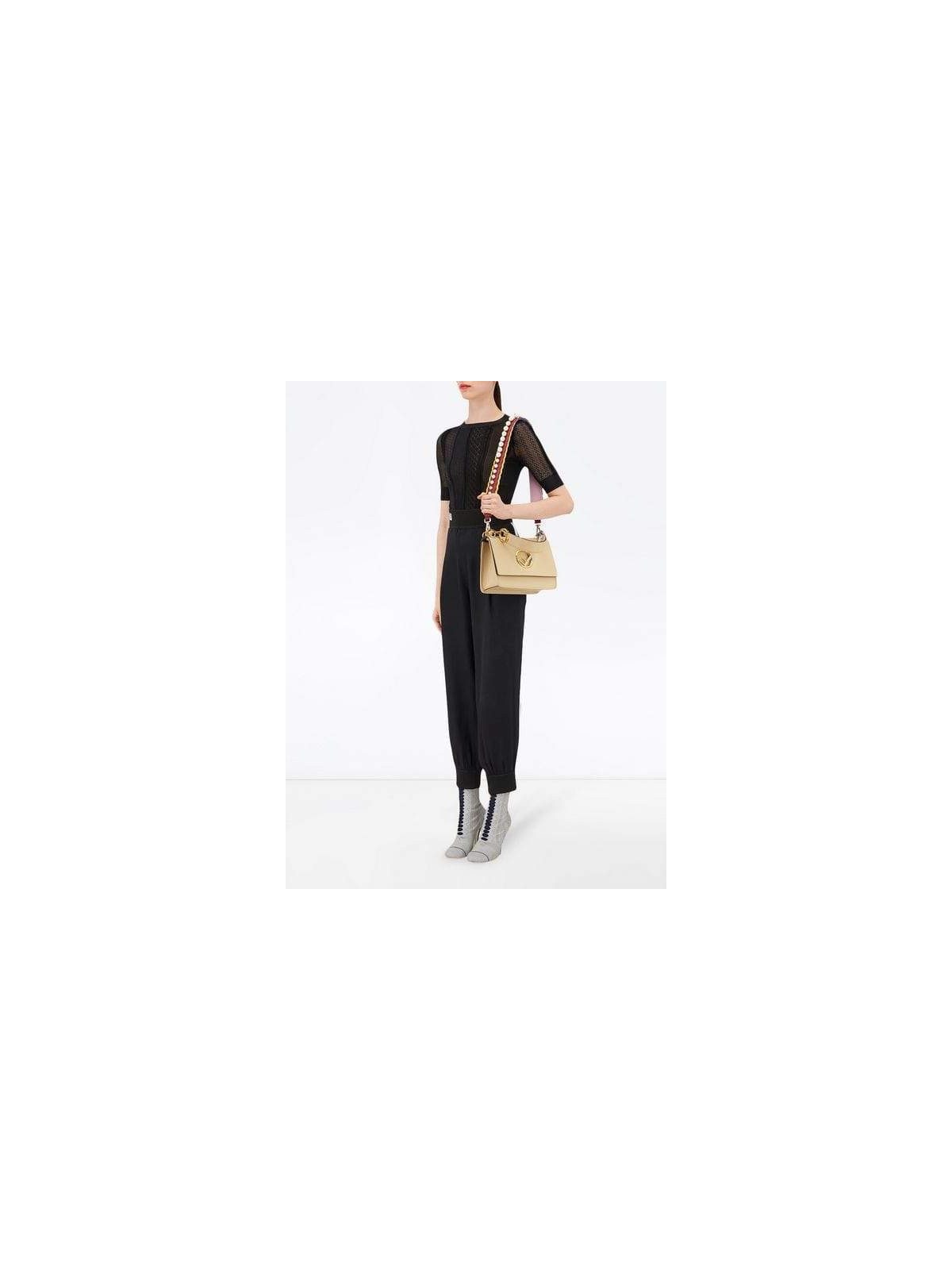 Fendi Strap You Pearl Embellished Shoulder Strap Black Cherry Lemon