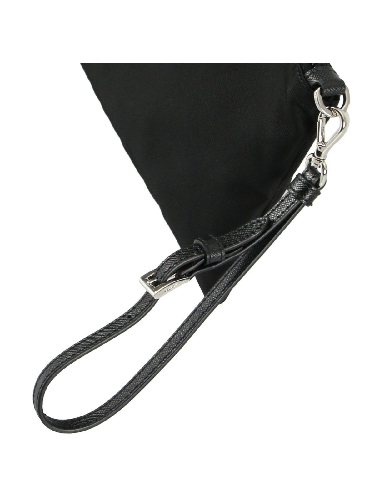 Prada Tessuto Nylon Black Triangle Logo Wristlet Clutch Pouch Bag