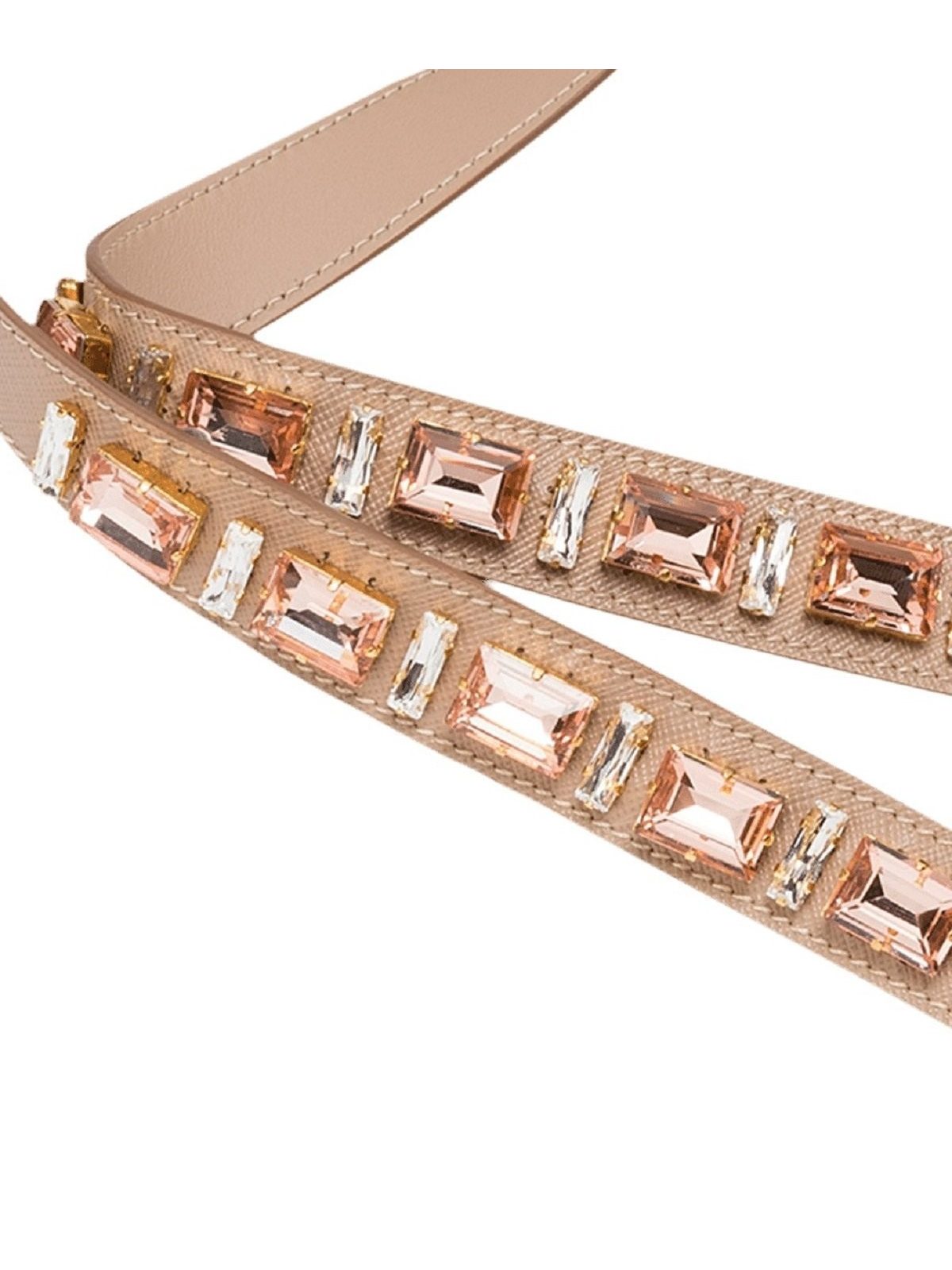 Prada Saffiano Leather Crystal Strap in Blush Pink