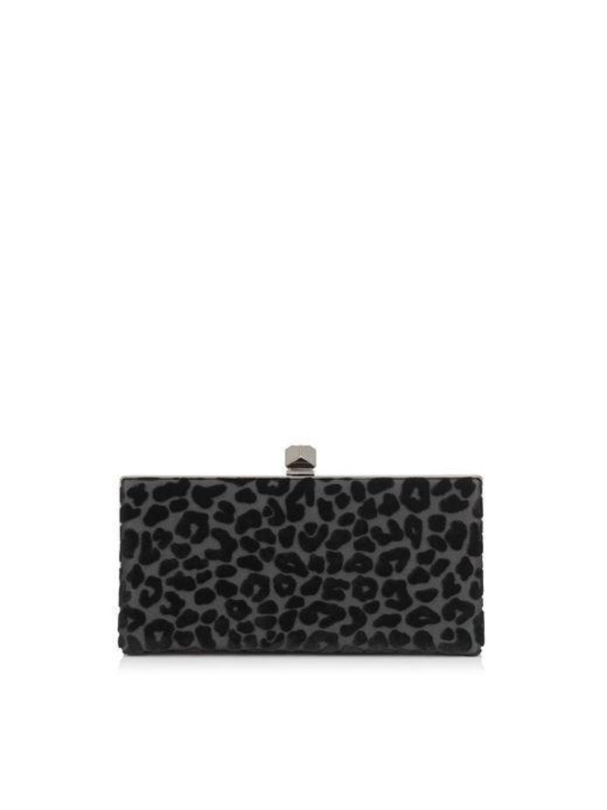 Jimmy Choo Celeste Black Devore Velvet Leopard Print Clutch Bag