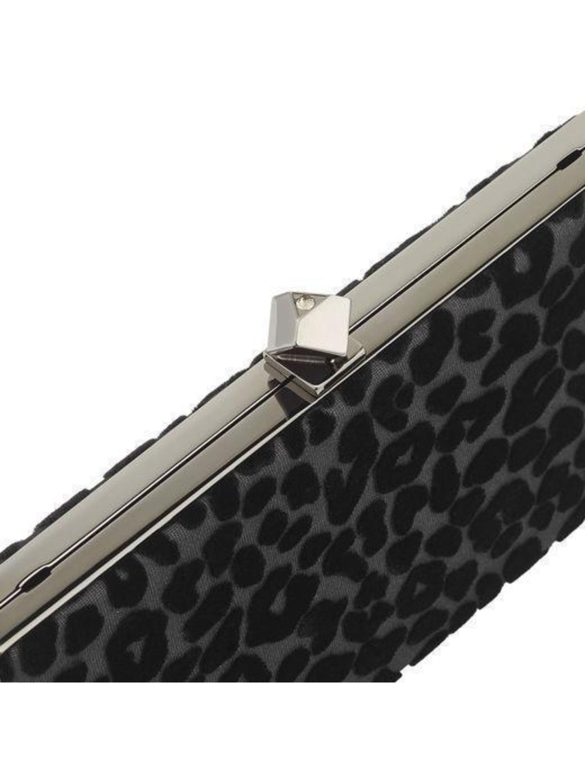 Jimmy Choo Celeste Black Devore Velvet Leopard Print Clutch Bag