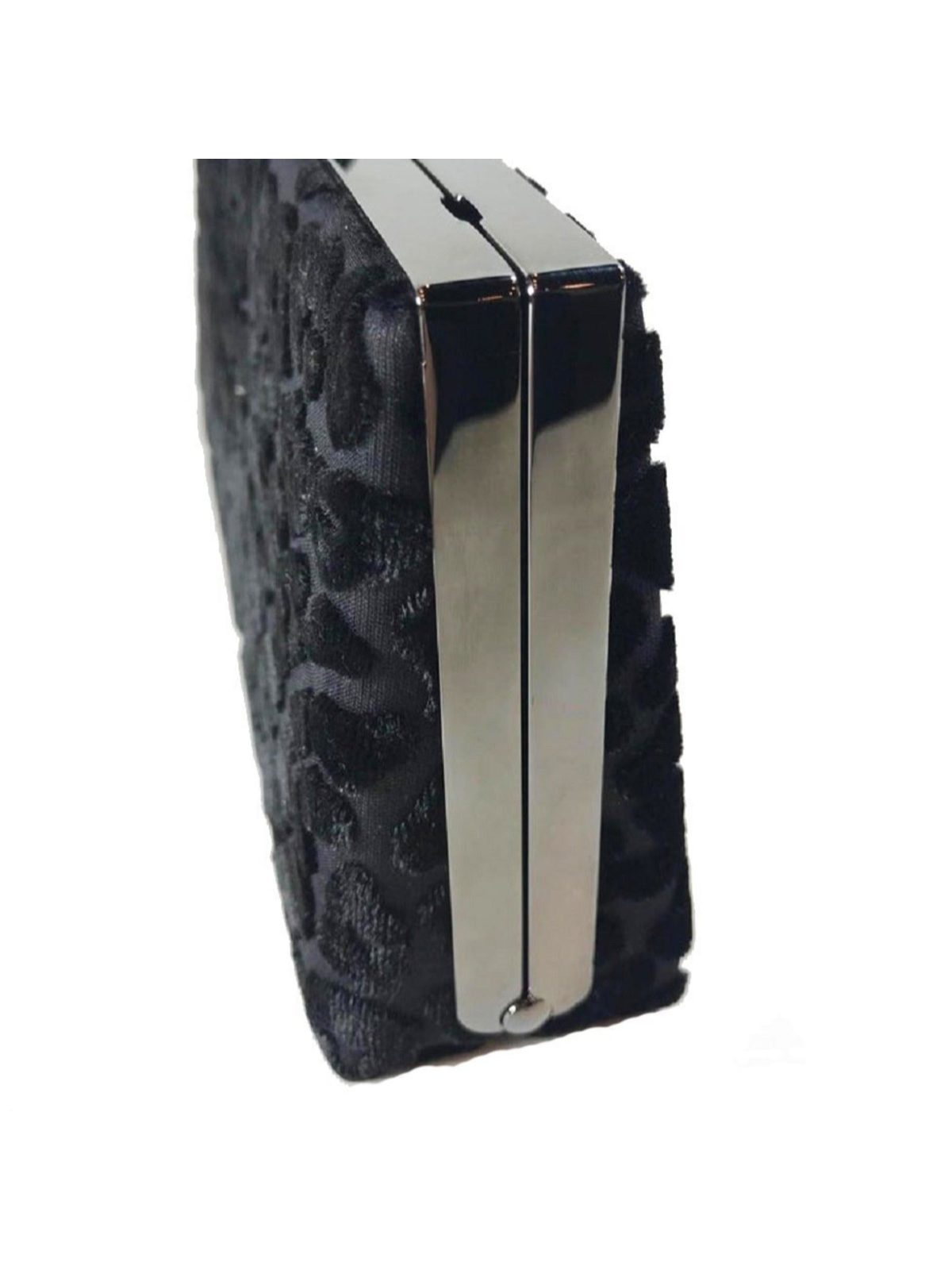 Jimmy Choo Celeste Black Devore Velvet Leopard Print Clutch Bag