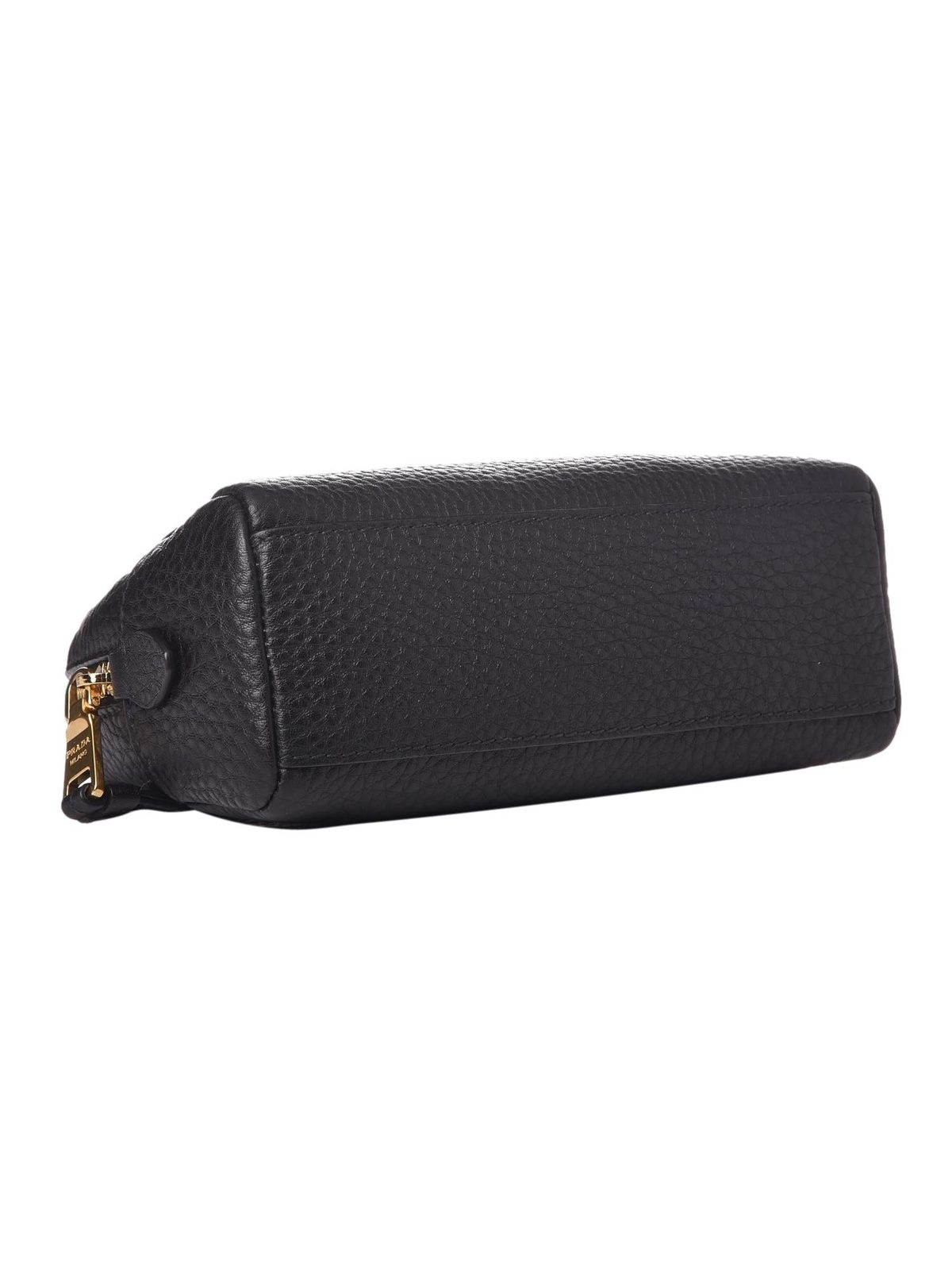 Prada Vitello Daino Black Leather Cosmetic Pouch
