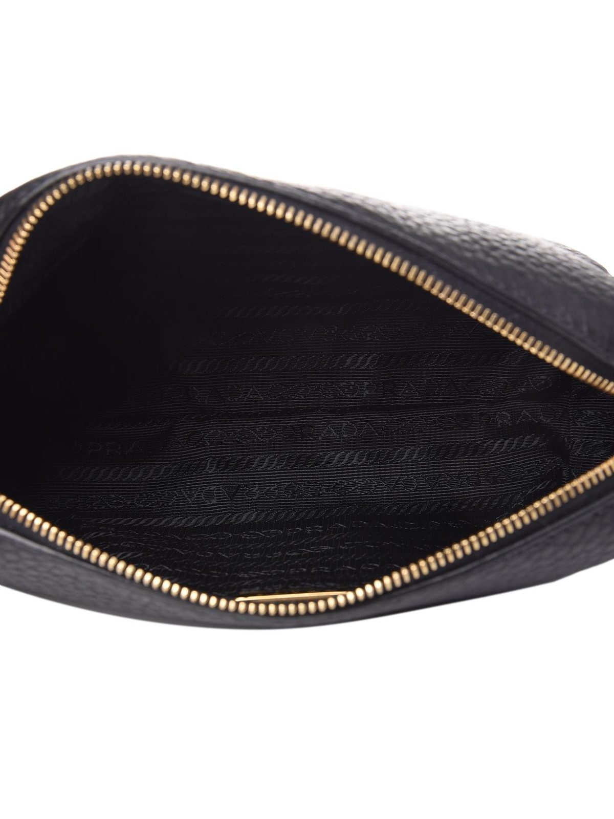 Prada Vitello Daino Black Leather Cosmetic Pouch