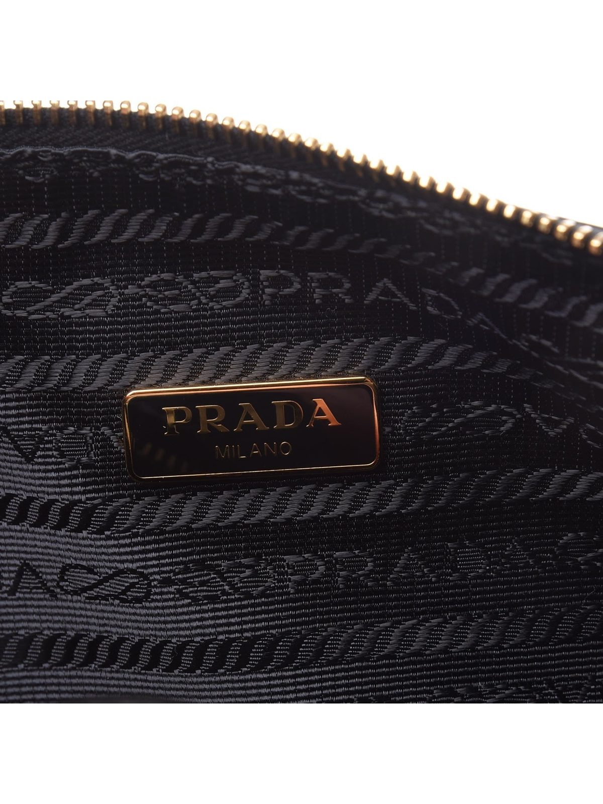 Prada Vitello Daino Black Leather Cosmetic Pouch