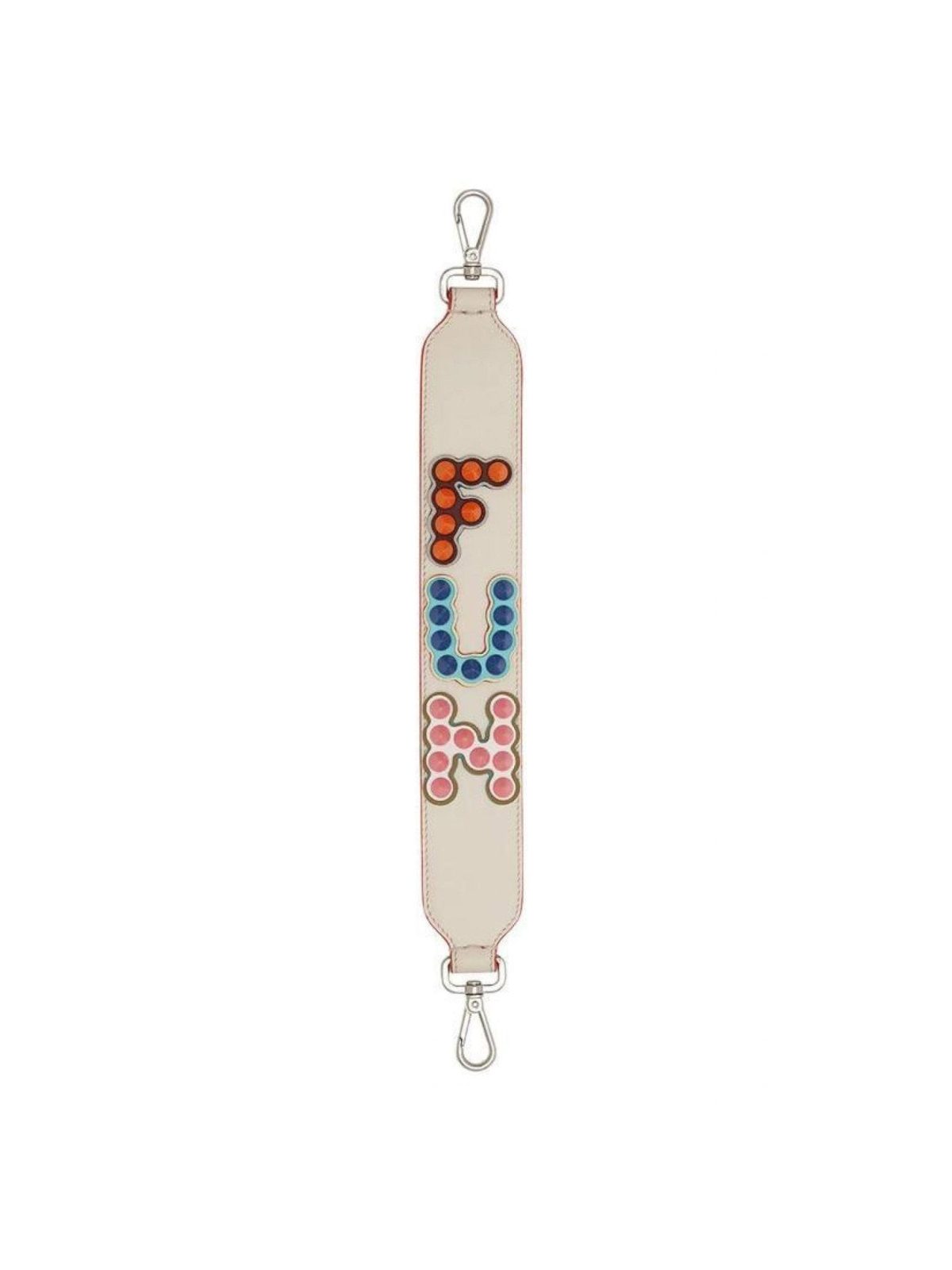 Fendi "FUN" Beige Multicolor Studded Mini Leather Shoulder Strap