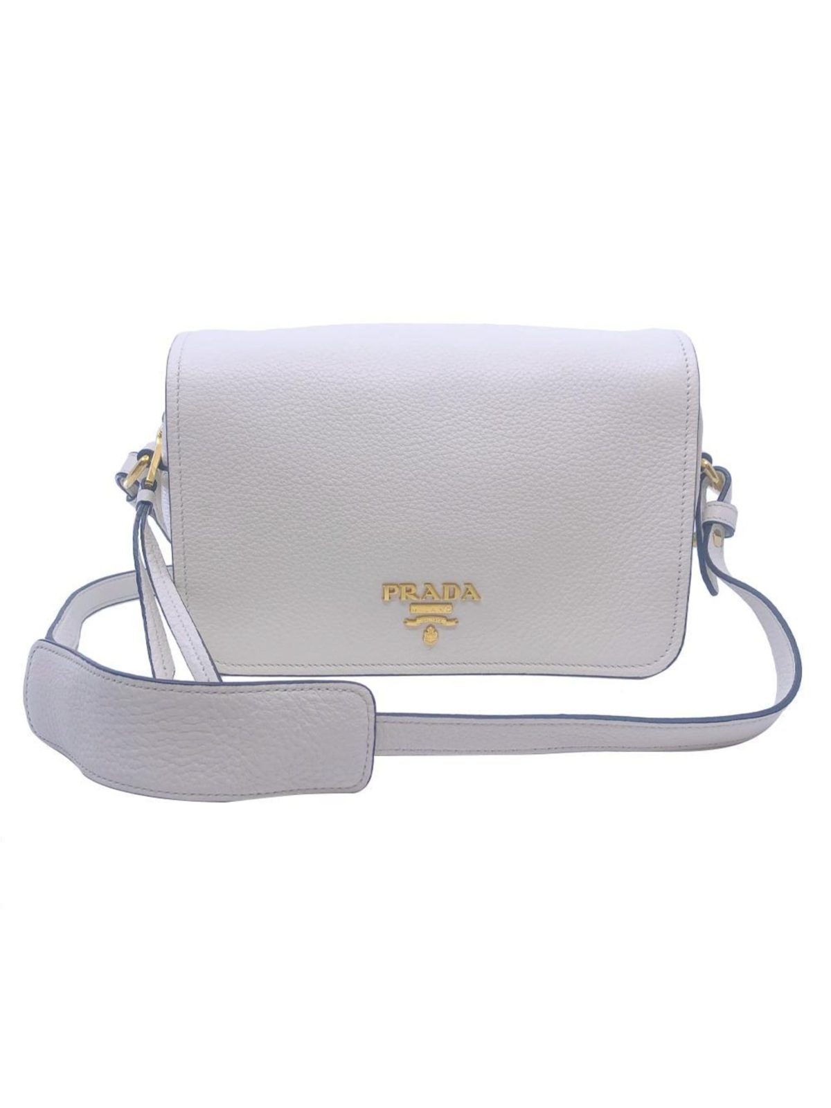Prada Ivory Vitello Phenix Leather Flap Crossbody Bag