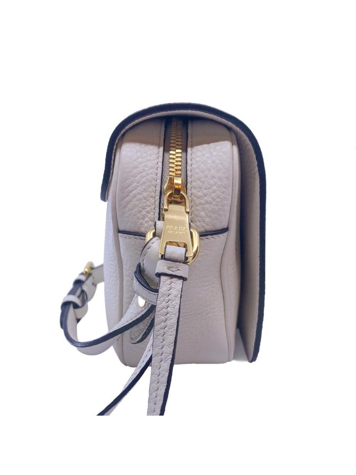 Prada Ivory Vitello Phenix Leather Flap Crossbody Bag