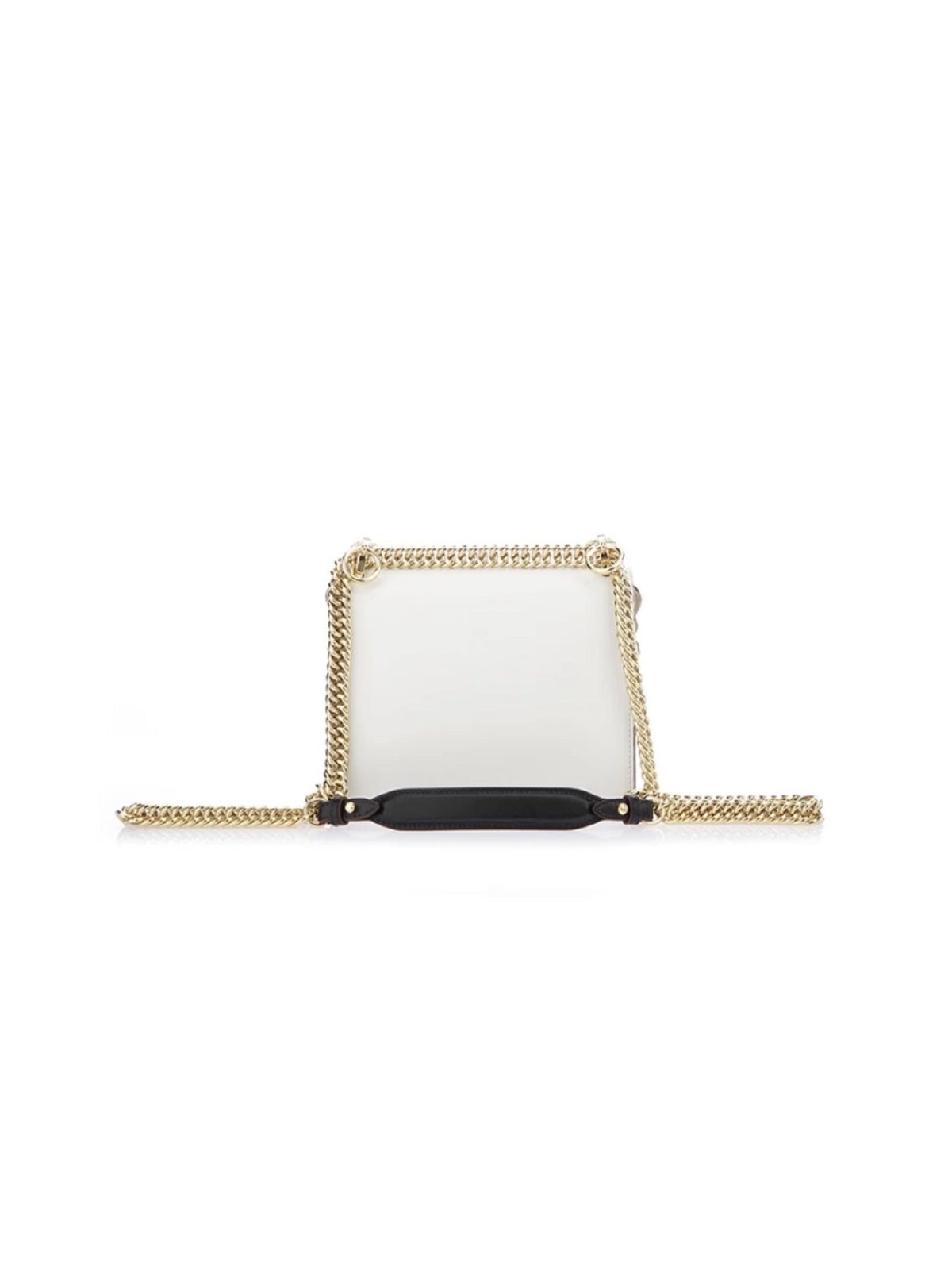 Fendi Kan I Floral Calfskin Leather Chain Bag White Multicolor