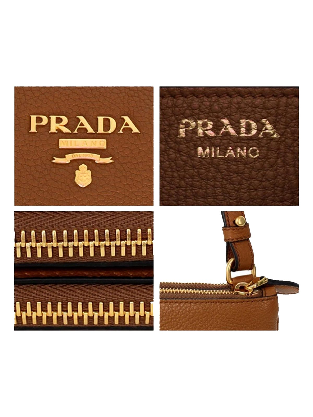Prada Vitello Phenix Leather Crossbody Bag in Caramel Brown with Gold Hardware
