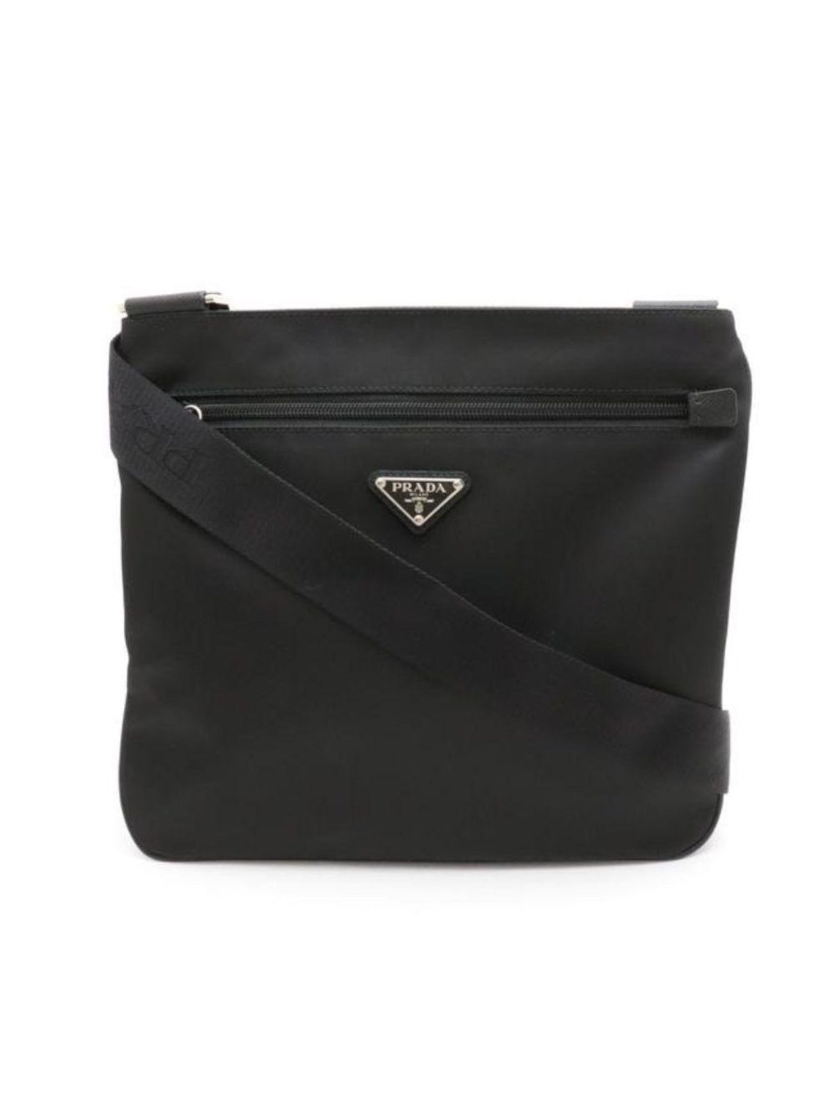 Prada Tessuto Saffiano Black Messenger Bag Cross Body