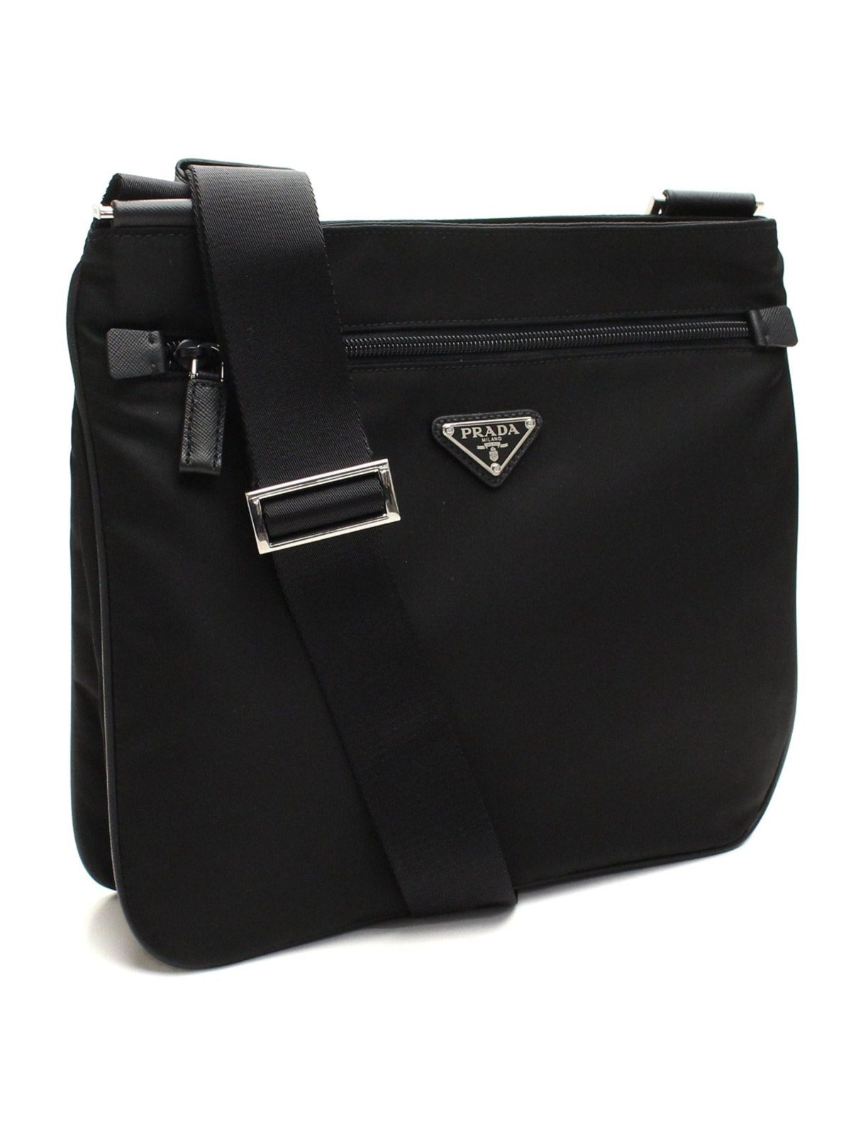 Prada Tessuto Saffiano Black Messenger Bag Cross Body