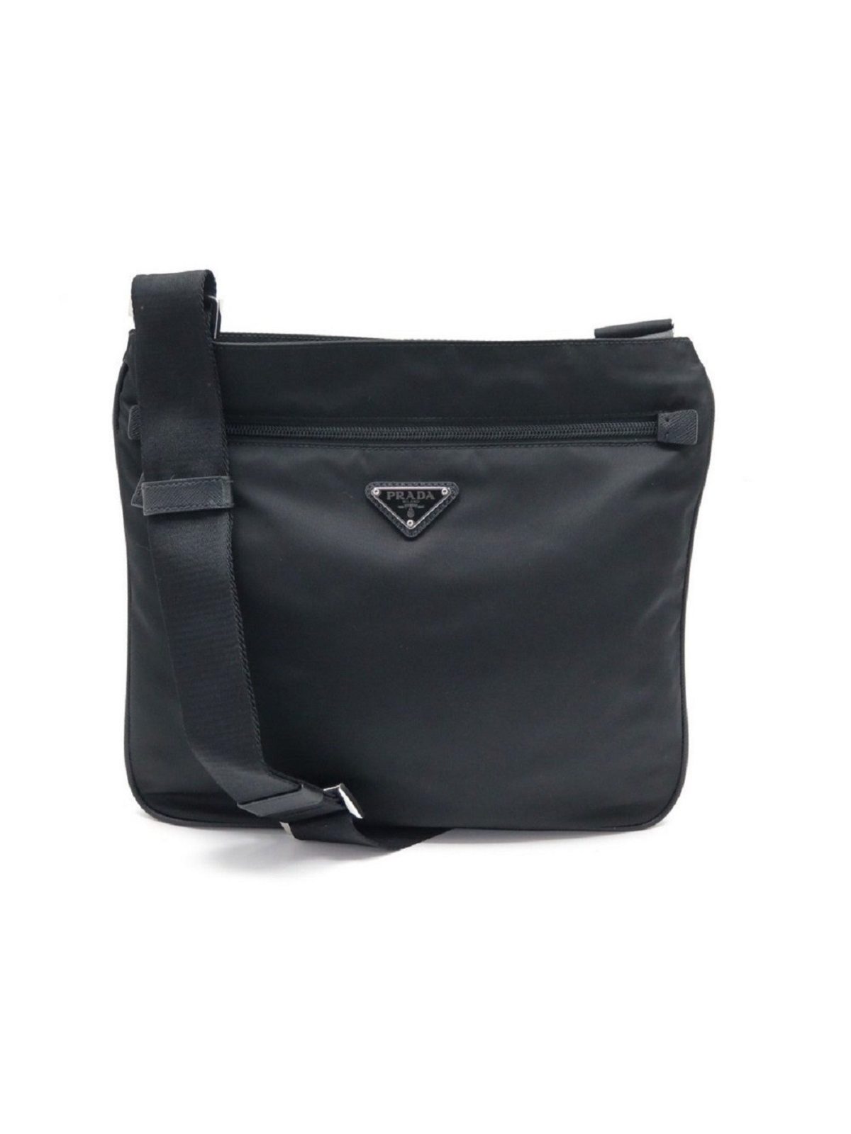 Prada Tessuto Saffiano Black Messenger Bag Cross Body