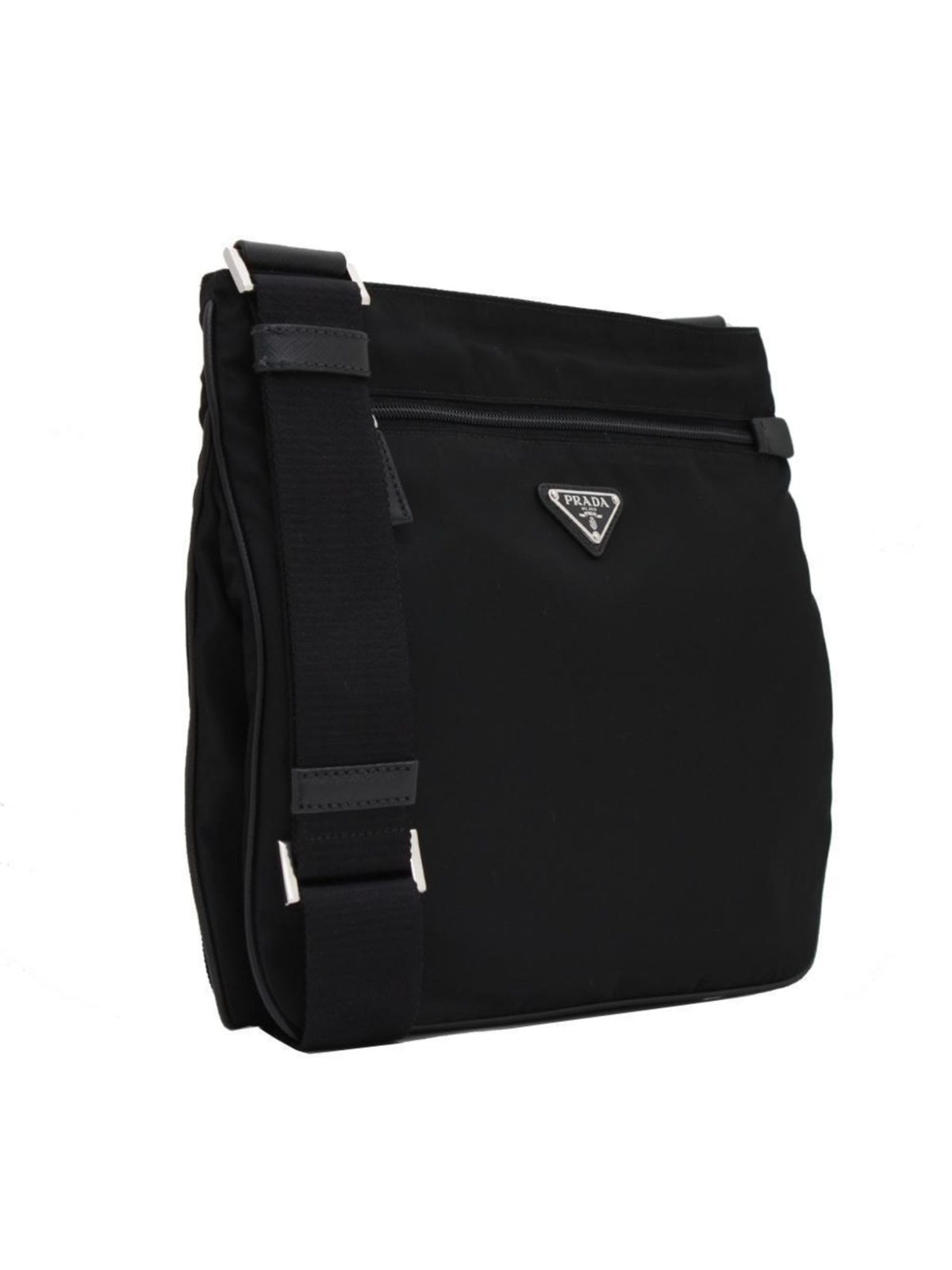 Prada Tessuto Saffiano Black Messenger Bag Cross Body