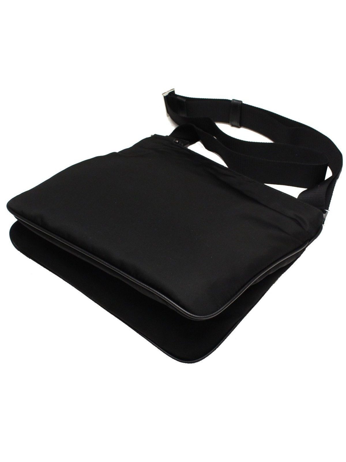 Prada Tessuto Saffiano Black Messenger Bag Cross Body