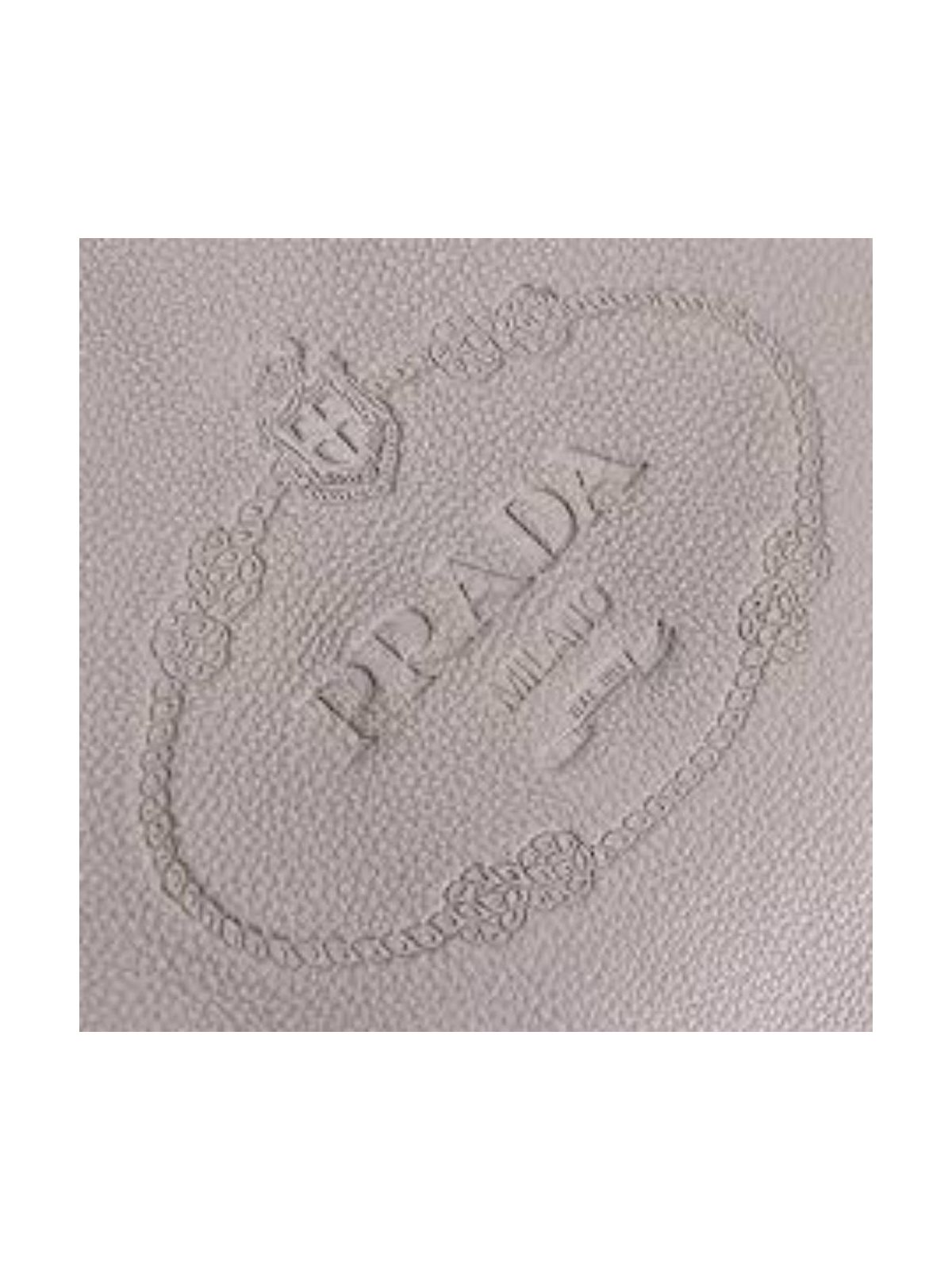 Prada Vitello Phenix Grey Leather Embossed Logo Hobo Tote Bag