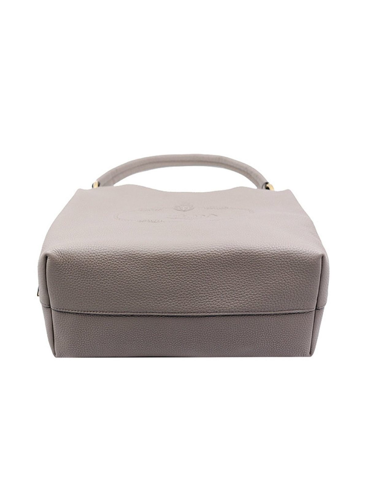 Prada Vitello Phenix Grey Leather Embossed Logo Hobo Tote Bag