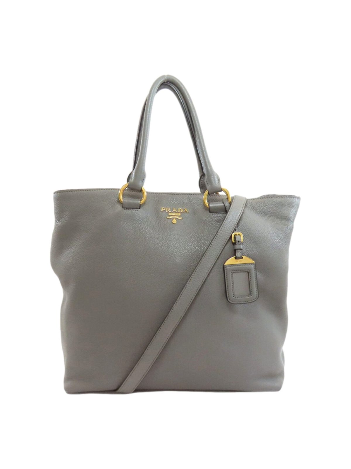 Prada Gray Vitello Phenix Shopping Tote Bag