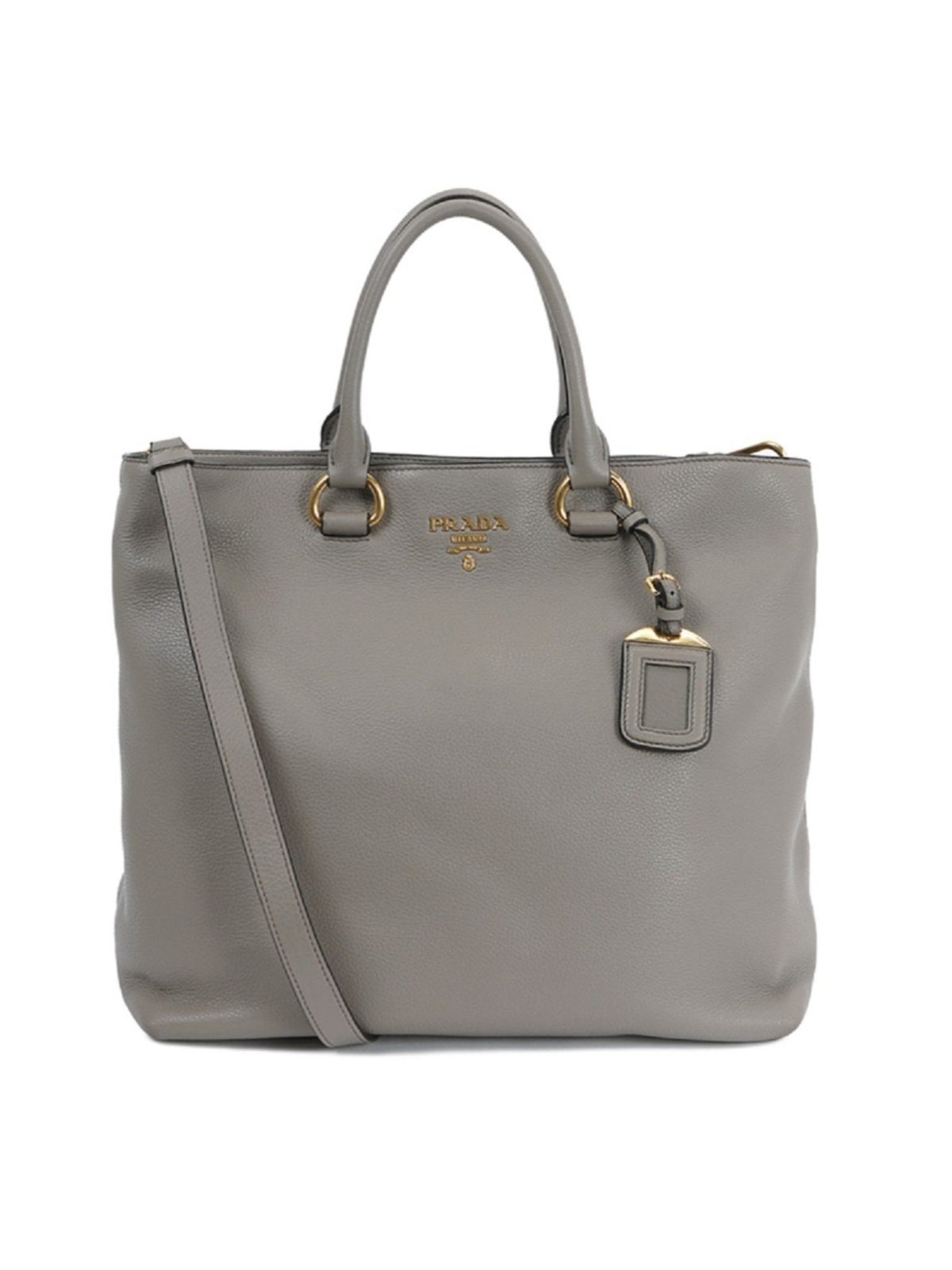 Prada Gray Vitello Phenix Shopping Tote Bag