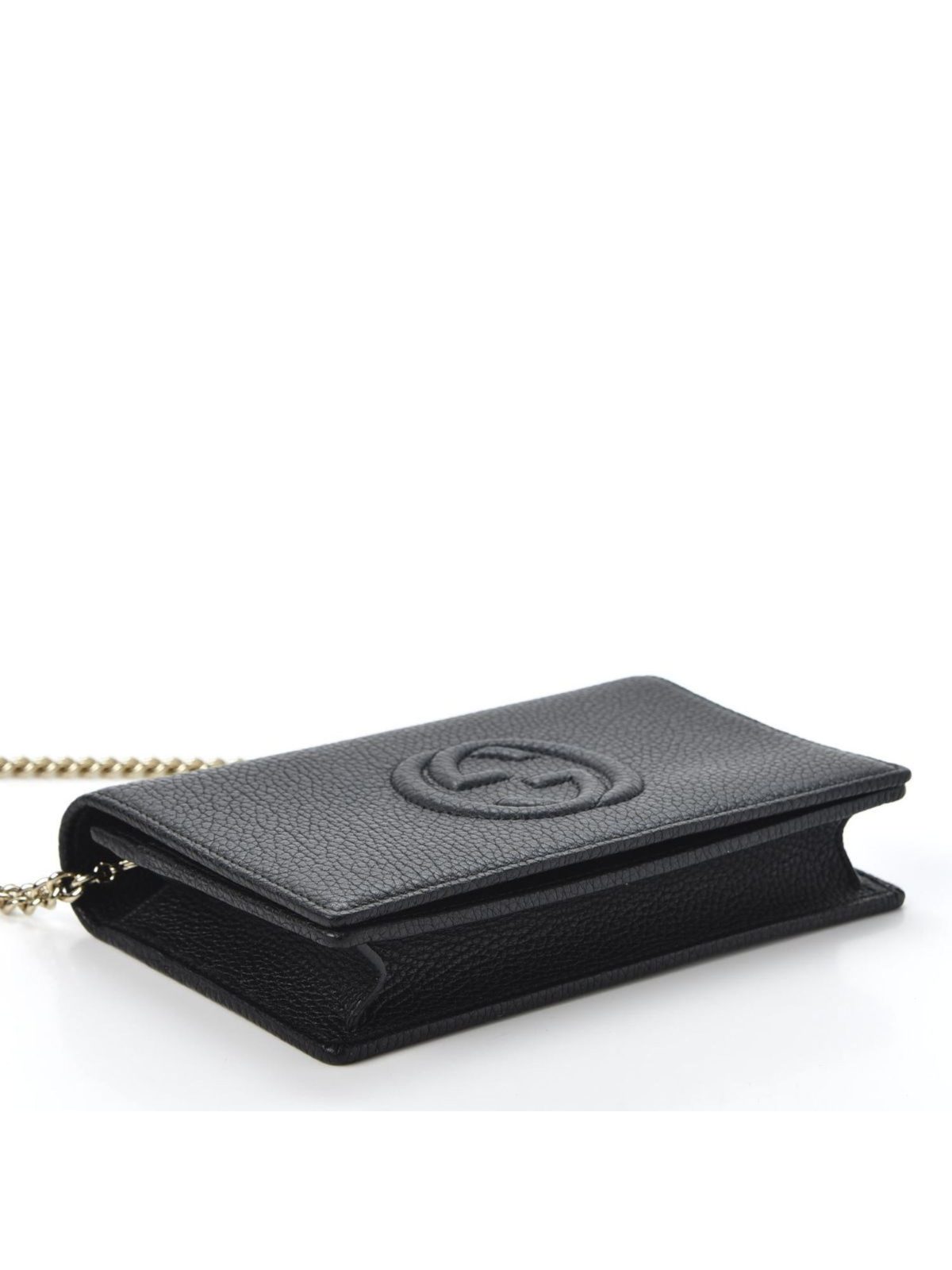 Gucci Soho Chain Wallet Crossbody Bag Black Leather Interlocking GG