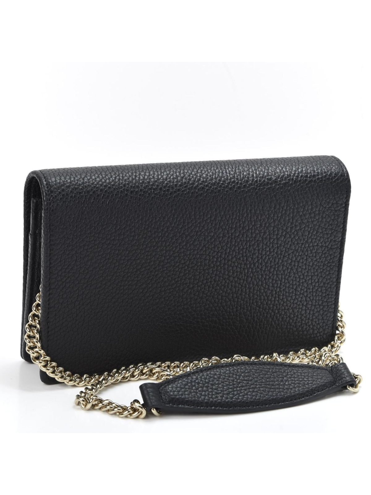 Gucci Soho Chain Wallet Crossbody Bag Black Leather Interlocking GG