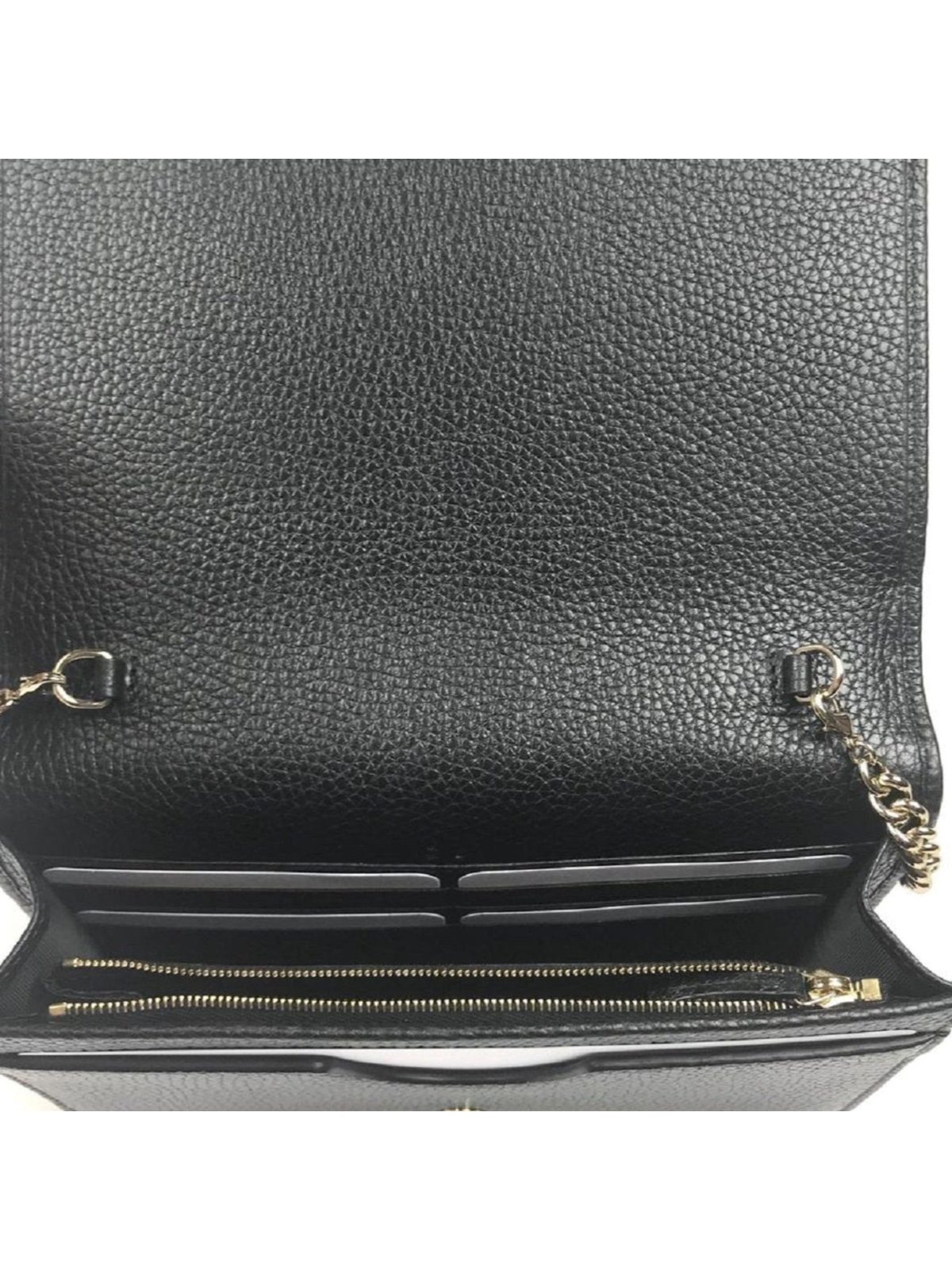 Gucci Soho Chain Wallet Crossbody Bag Black Leather Interlocking GG