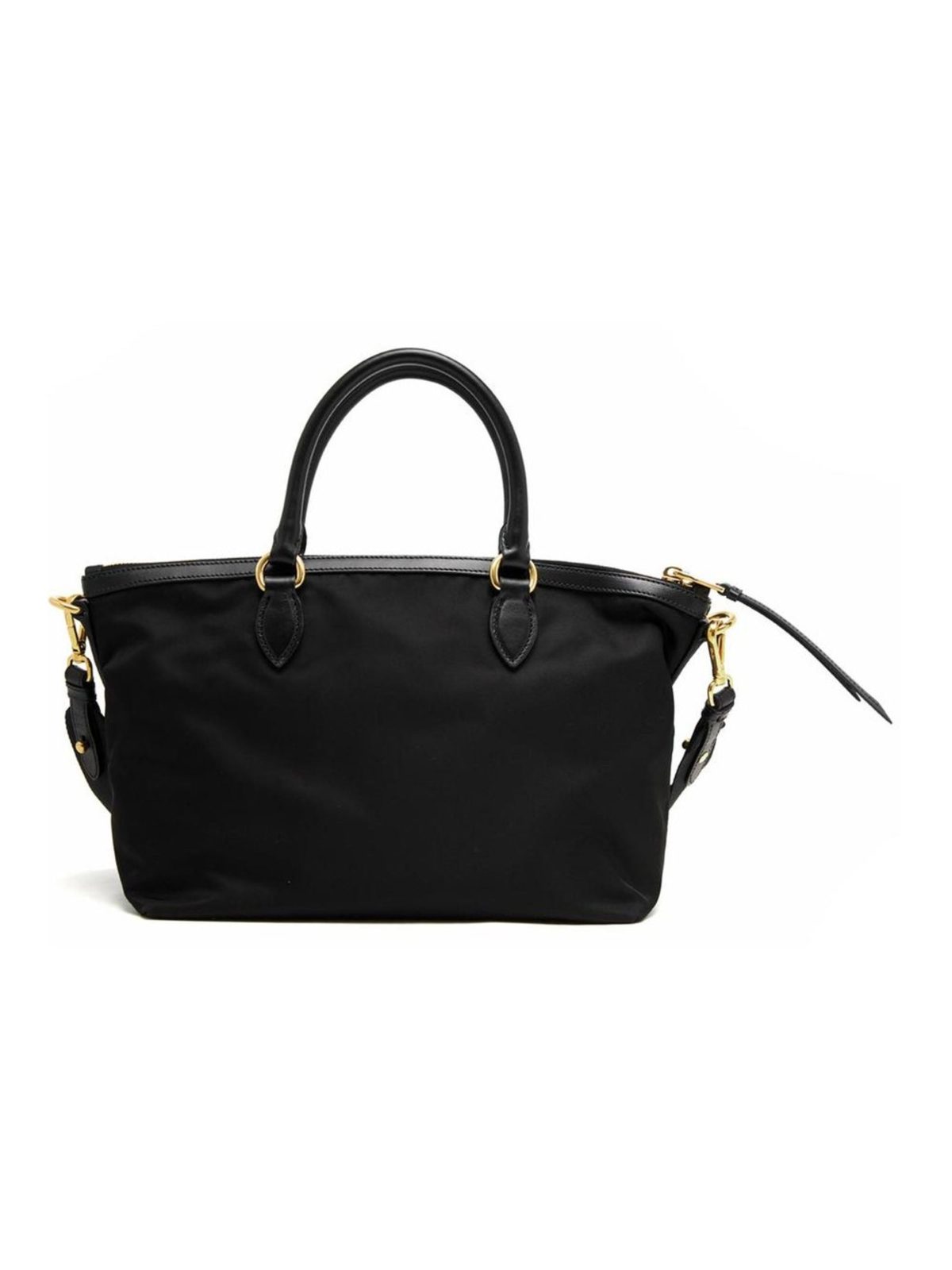 Prada Tessuto Nylon Black Leather Clochette Crossbody Tote Bag