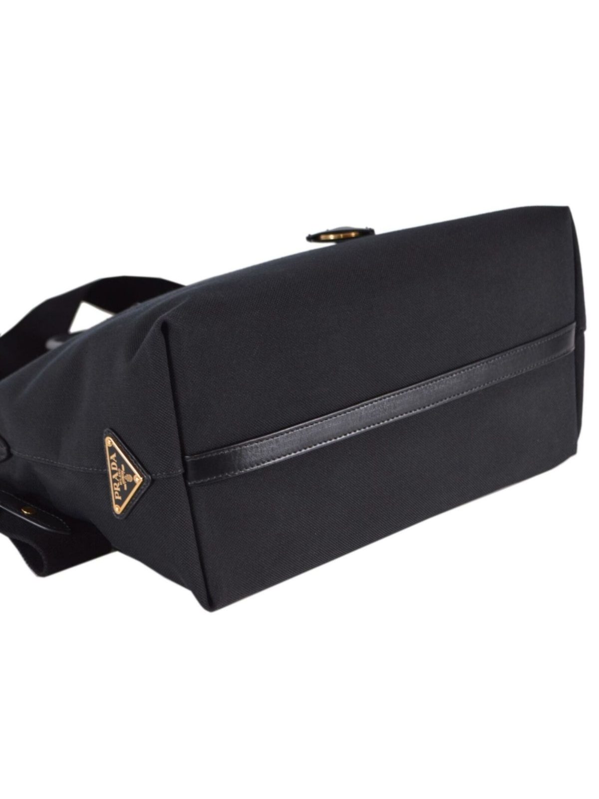 Prada Tessuto Nylon Black Leather Clochette Crossbody Tote Bag