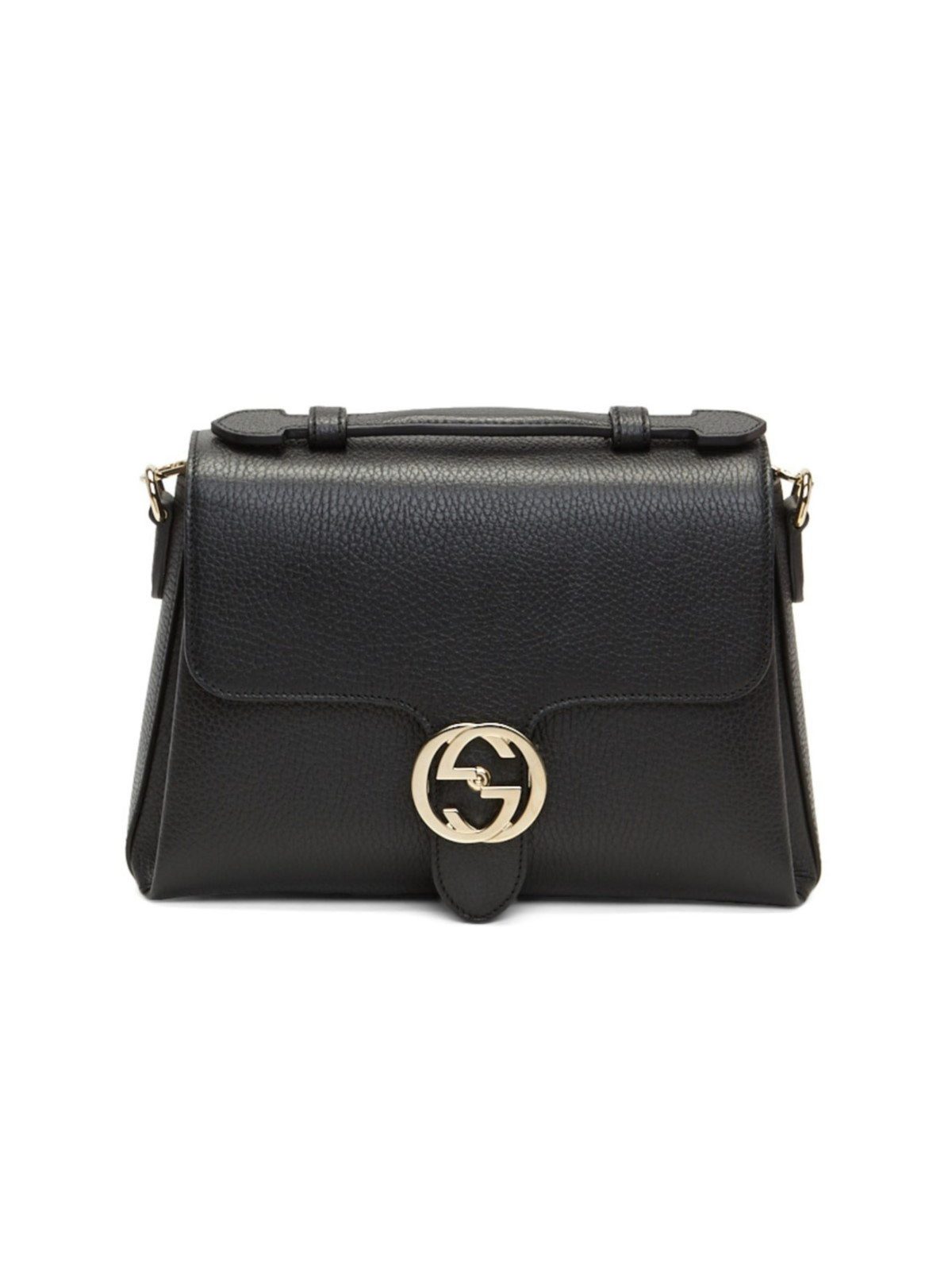 Gucci Interlocking G Black Calf Leather Chain Crossbody Bag