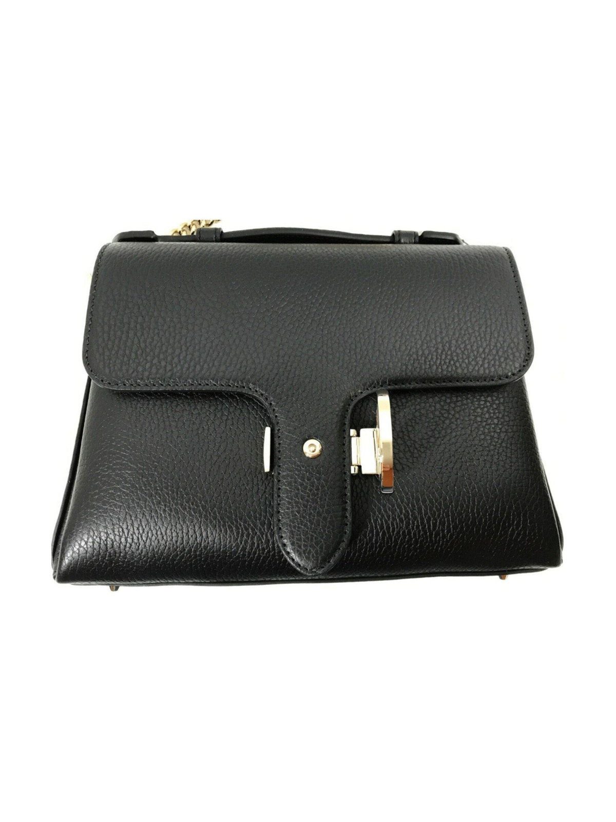 Gucci Interlocking G Black Calf Leather Chain Crossbody Bag