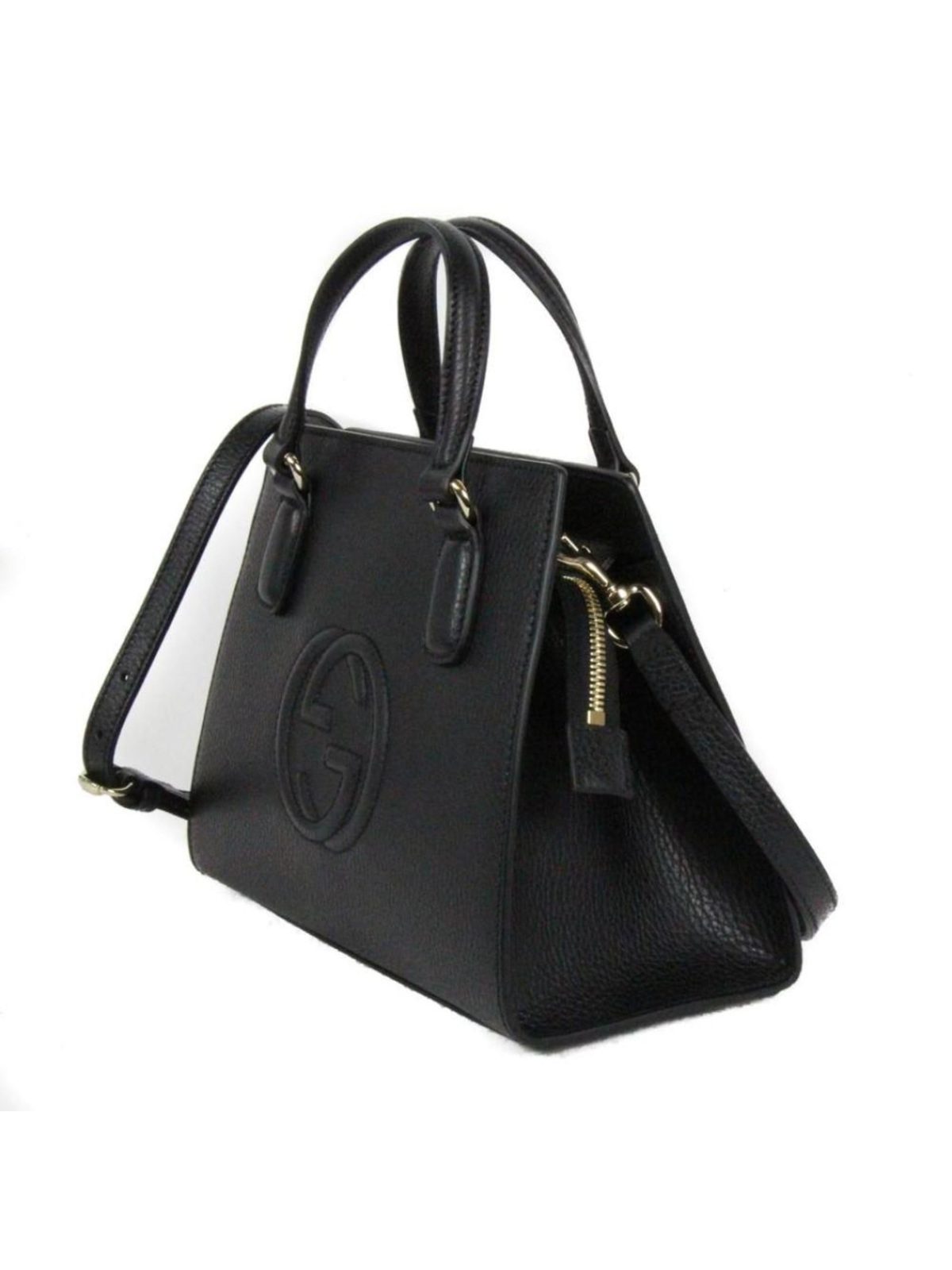 Gucci Soho Leather Structured Small Tote Crossbody Bag Black