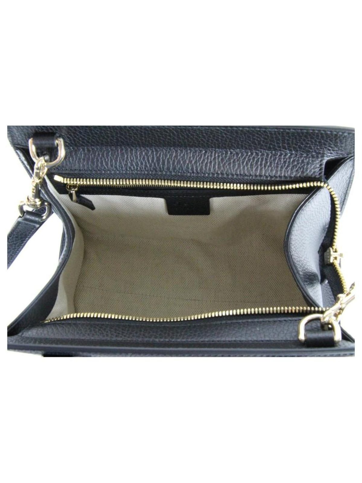 Gucci Soho Leather Structured Small Tote Crossbody Bag Black