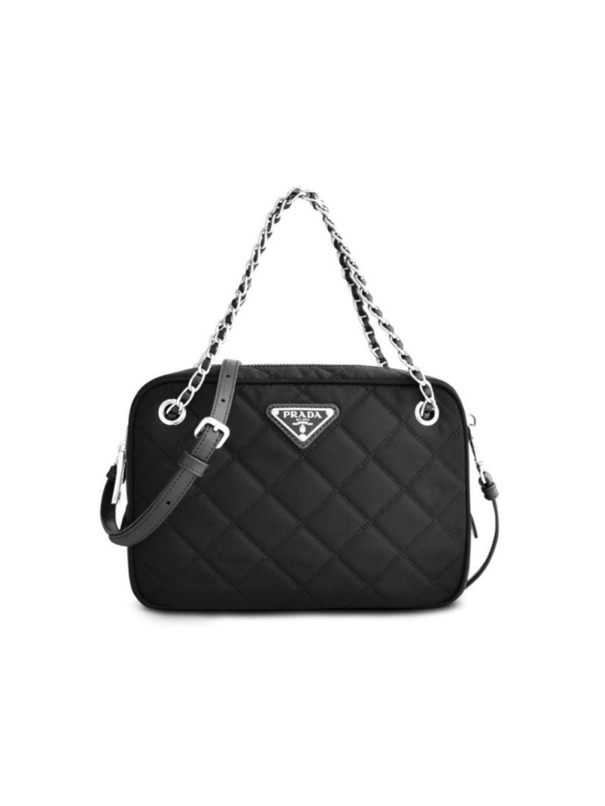 Prada Re-Edition Nylon Quilted Black Triangle Logo Crossbody Bag