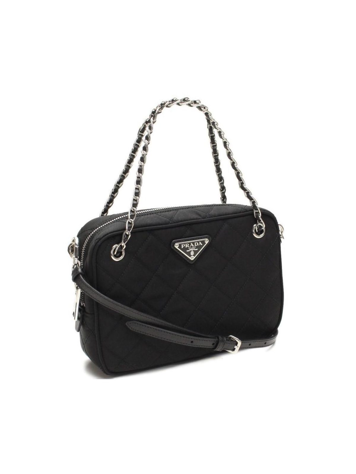 Prada Re-Edition Nylon Quilted Black Triangle Logo Crossbody Bag