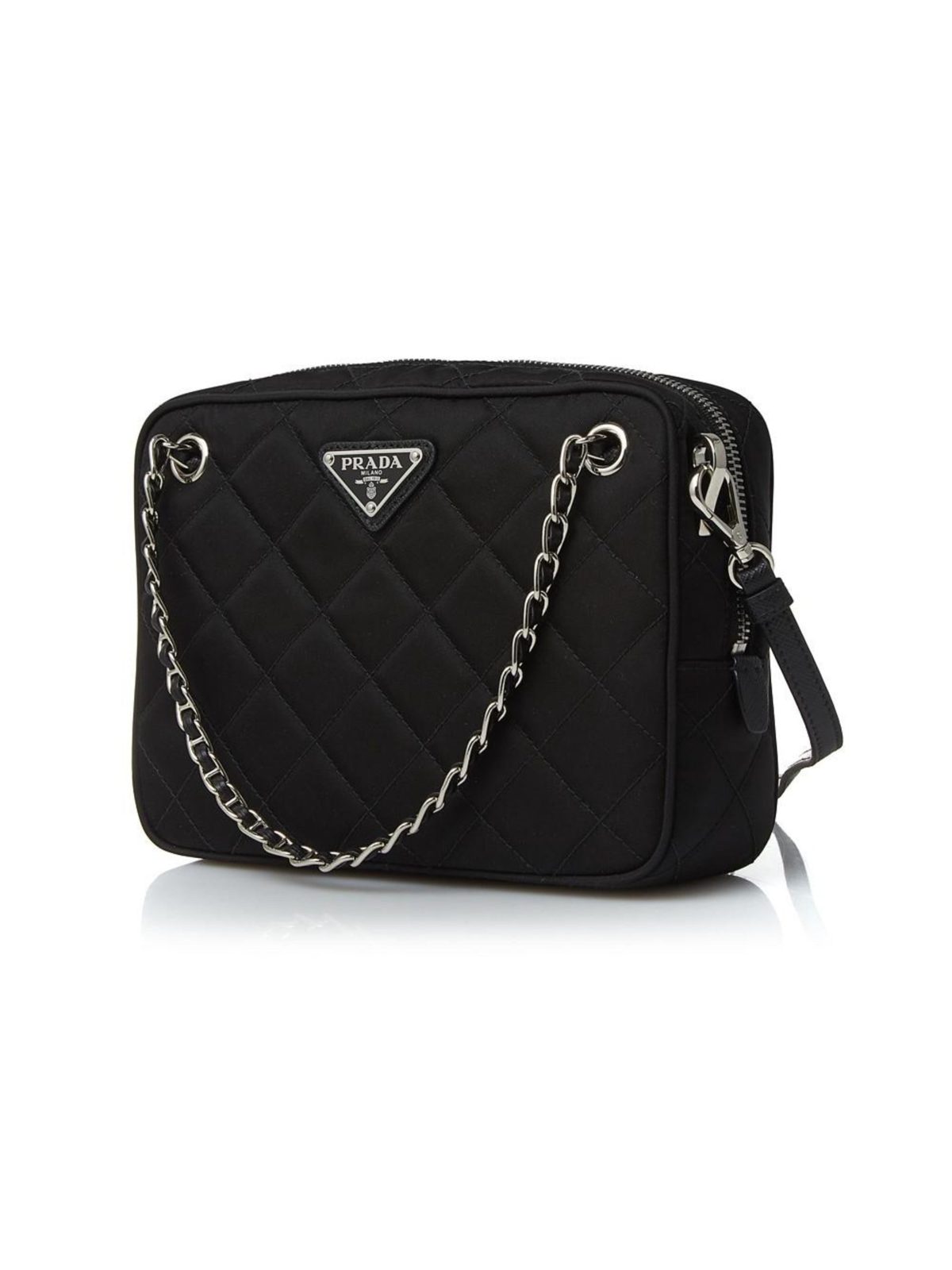 Prada Re-Edition Nylon Quilted Black Triangle Logo Crossbody Bag