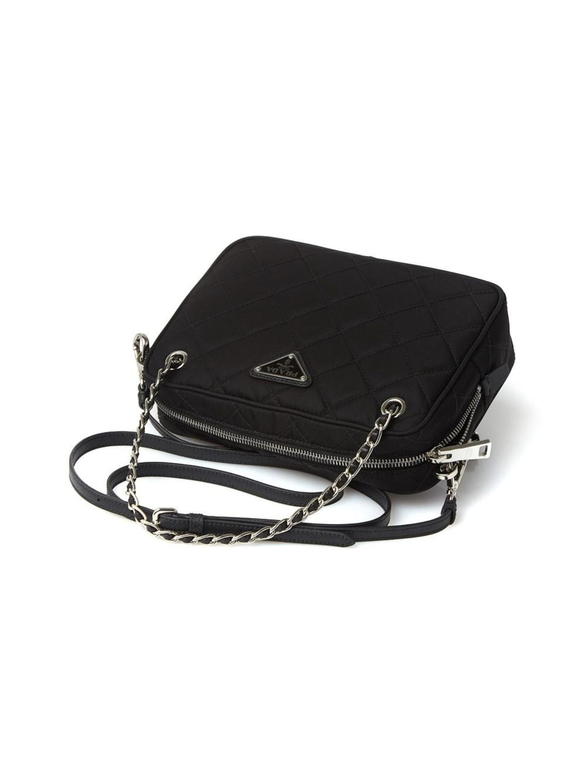Prada Re-Edition Nylon Quilted Black Triangle Logo Crossbody Bag