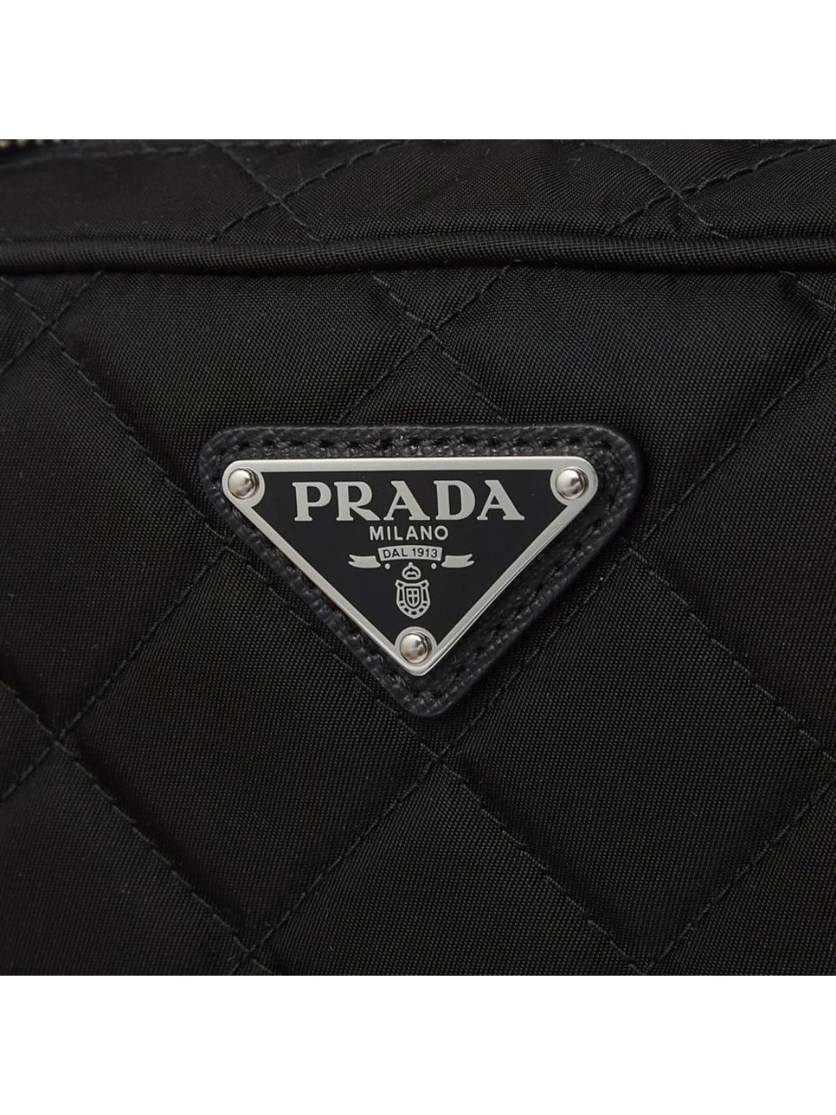 Prada Re-Edition Nylon Quilted Black Triangle Logo Crossbody Bag
