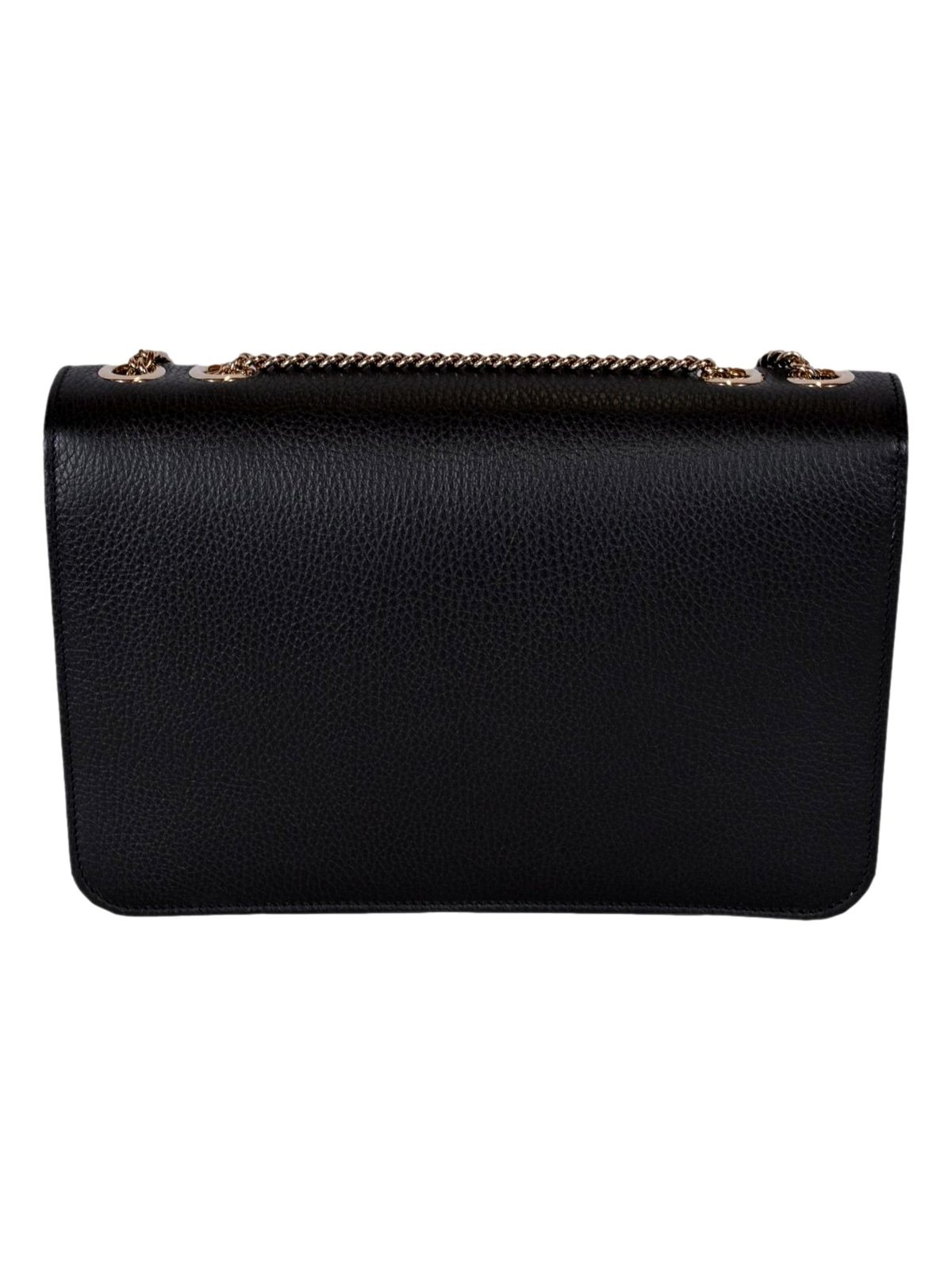 Gucci GG Marmont Crossbody Bag Black Pebbled Leather Gold Chain Interlocking GG