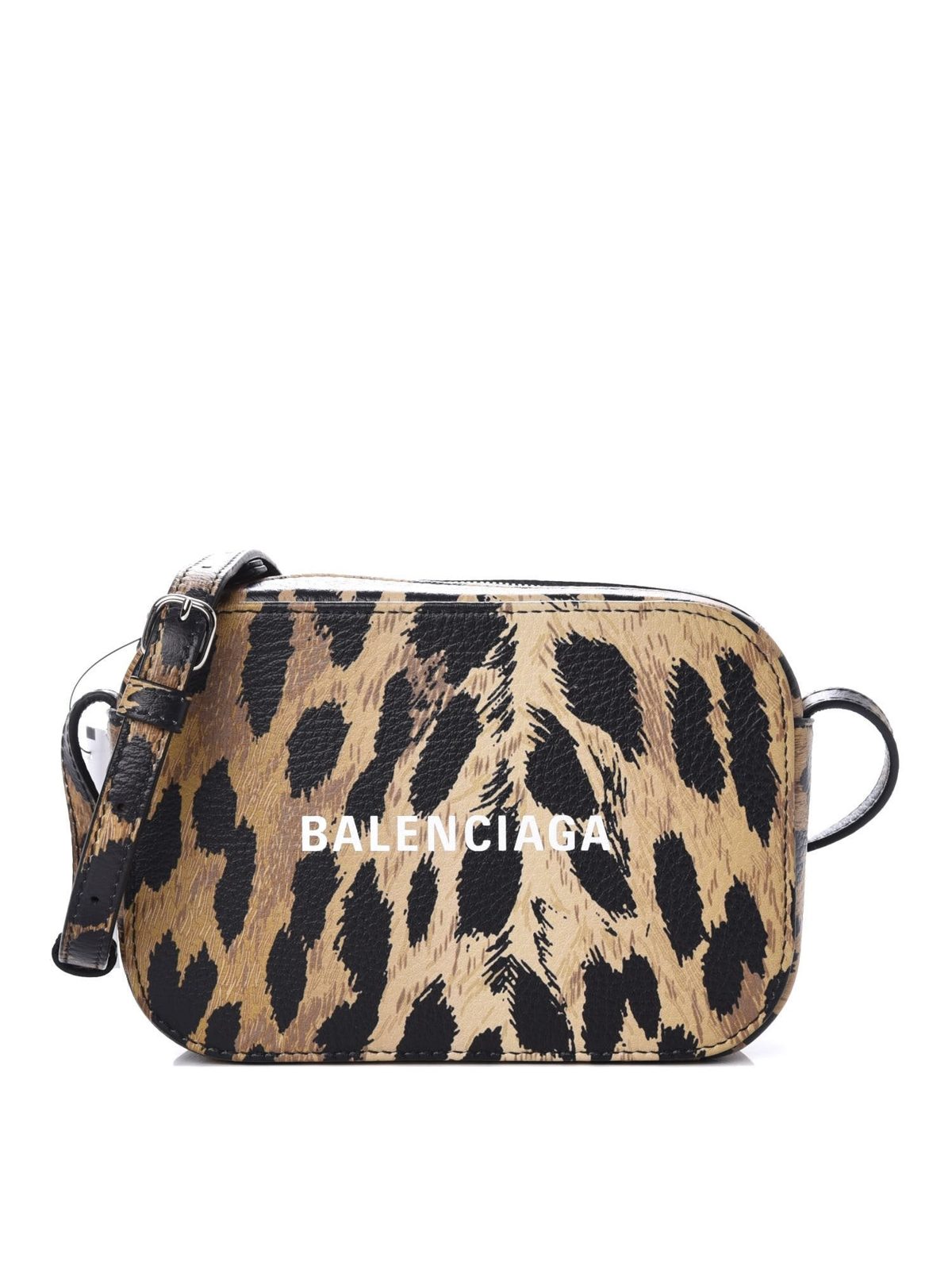 Balenciaga Calfskin Logo Printed Leopard XS Everyday Camera Bag