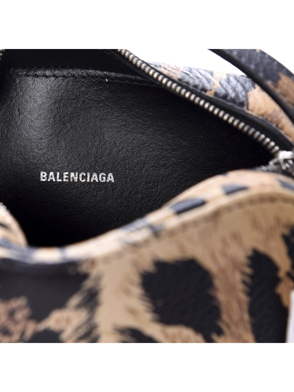 Balenciaga Calfskin Logo Printed Leopard XS Everyday Camera Bag