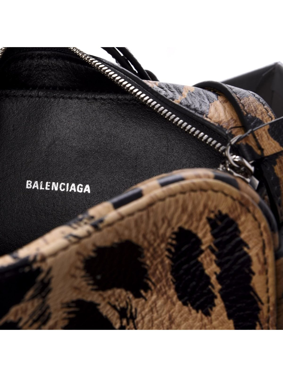 Balenciaga Calfskin Logo Printed Leopard XS Everyday Camera Bag
