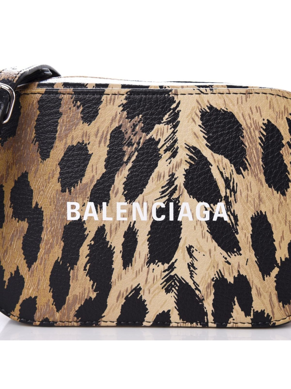Balenciaga Calfskin Logo Printed Leopard XS Everyday Camera Bag