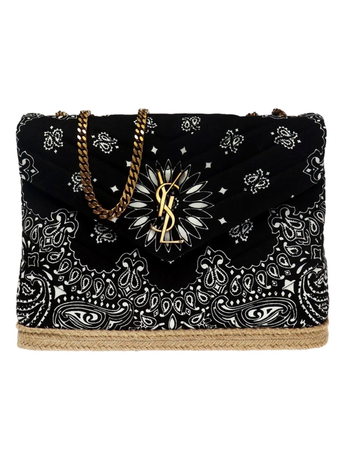 Saint Laurent Loulou Black Paisley Quilted Cross Body Bag