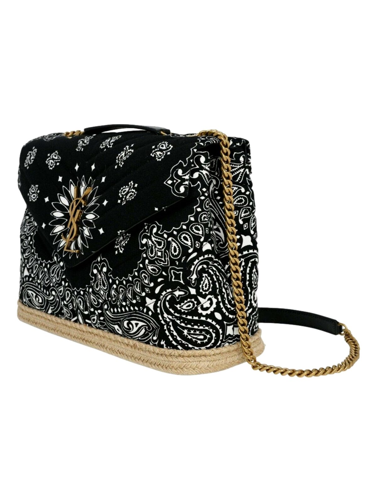 Saint Laurent Loulou Black Paisley Quilted Cross Body Bag