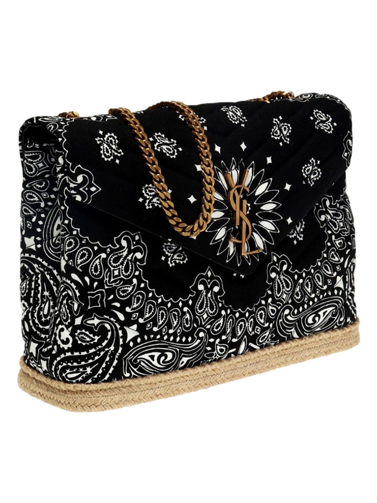 Saint Laurent Loulou Black Paisley Quilted Cross Body Bag