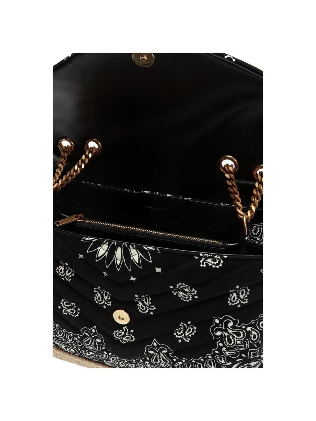 Saint Laurent Loulou Black Paisley Quilted Cross Body Bag